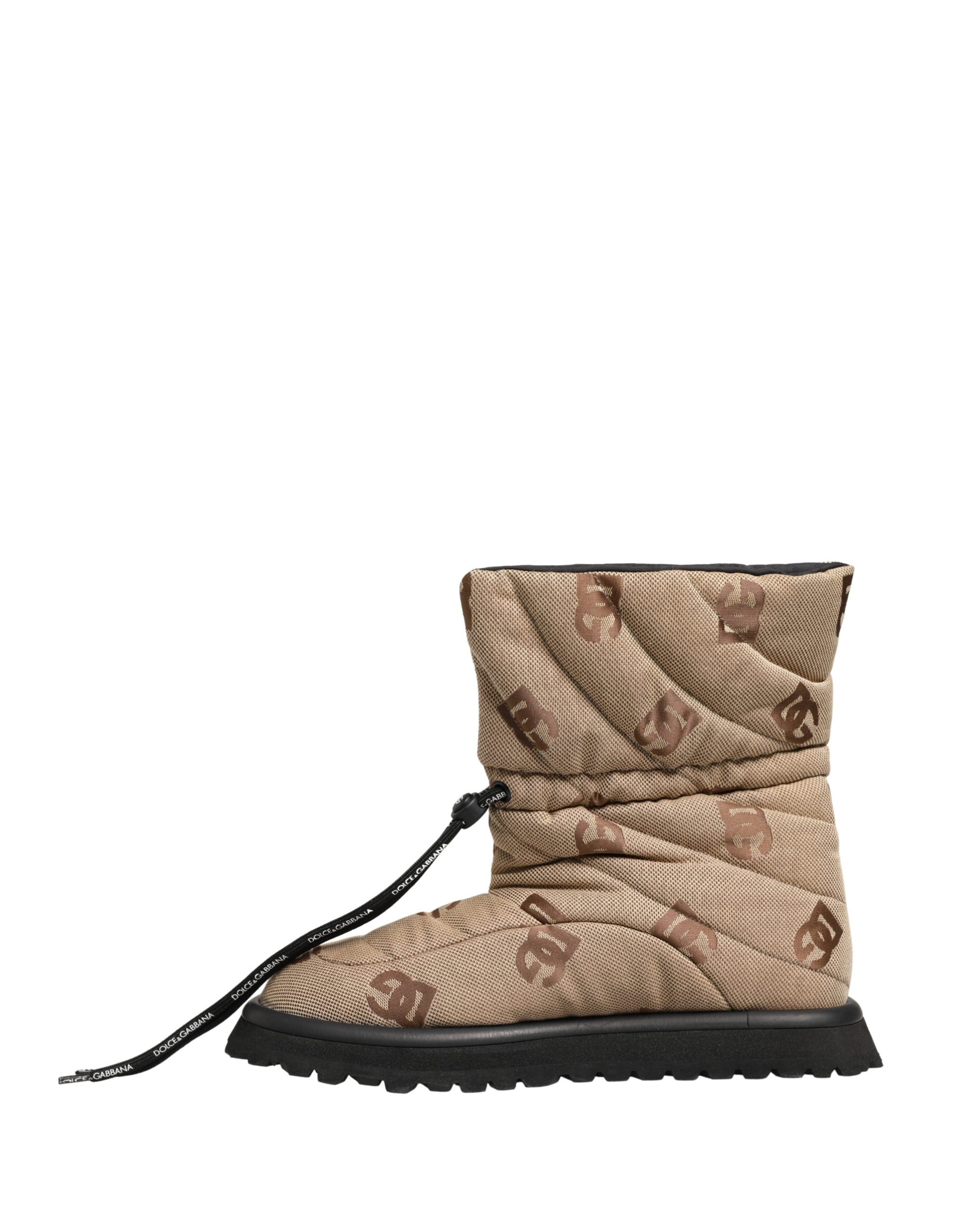 Dolce & Gabbana Luxe Brown Logo Print Snow Boots - Couture