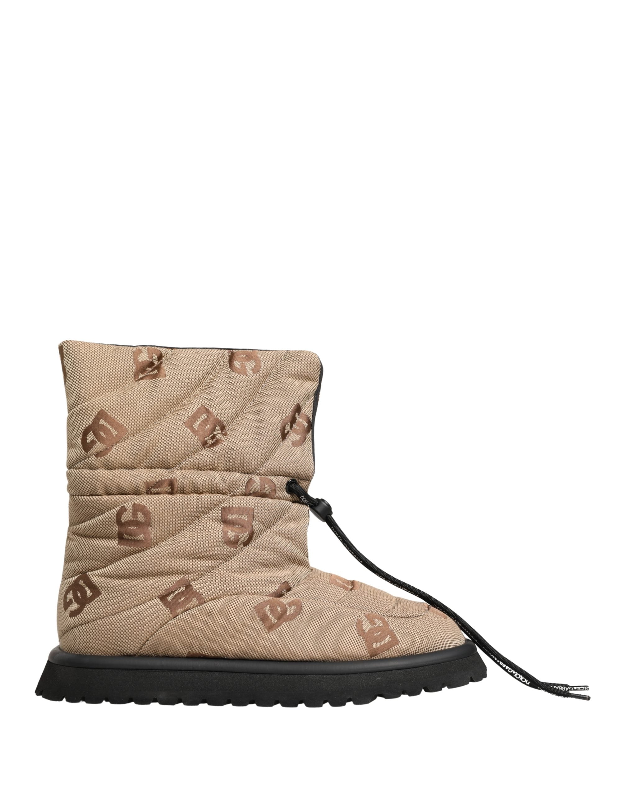 Dolce & Gabbana Brown Logo Print Lace Up Snow Boots - Couture