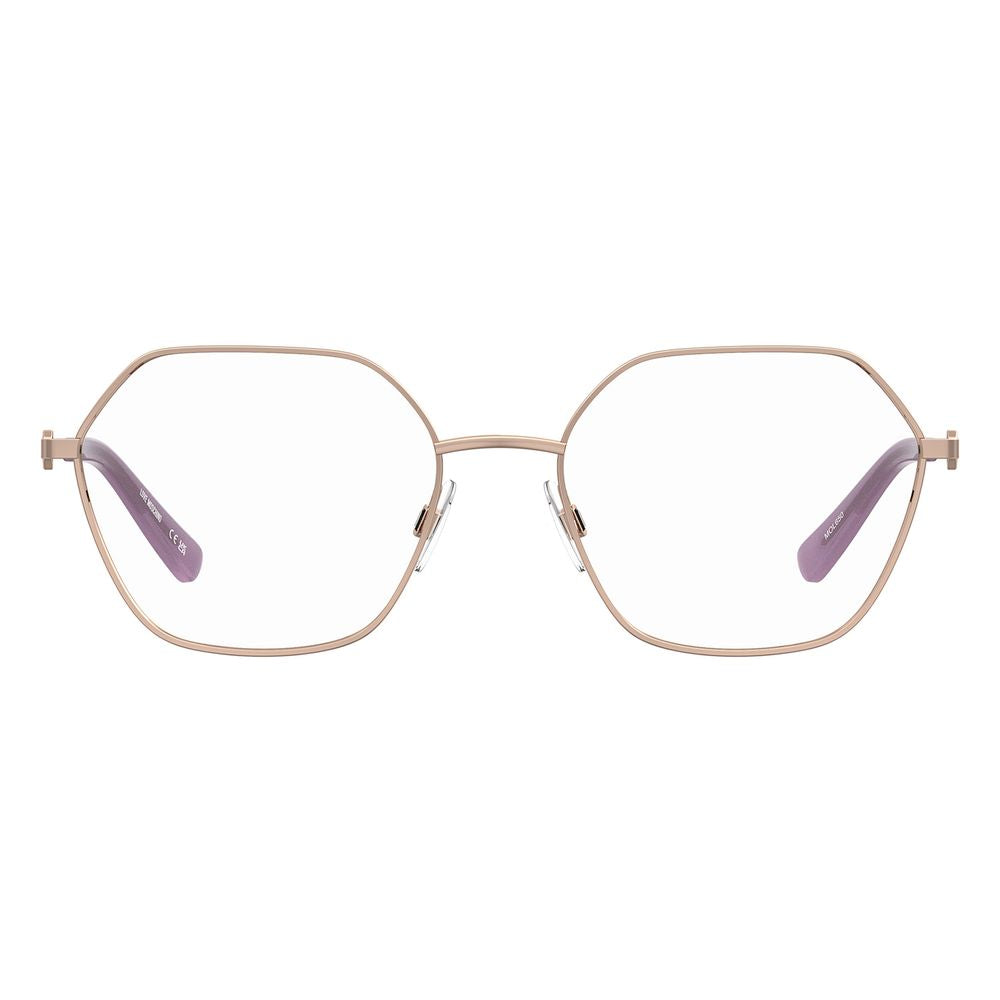 Indulge in the exquisite allure of Love Moschino Rose Gold Metal Glasses, where sophisticated design meets timeless elegance, perfect for the discerning individual.
