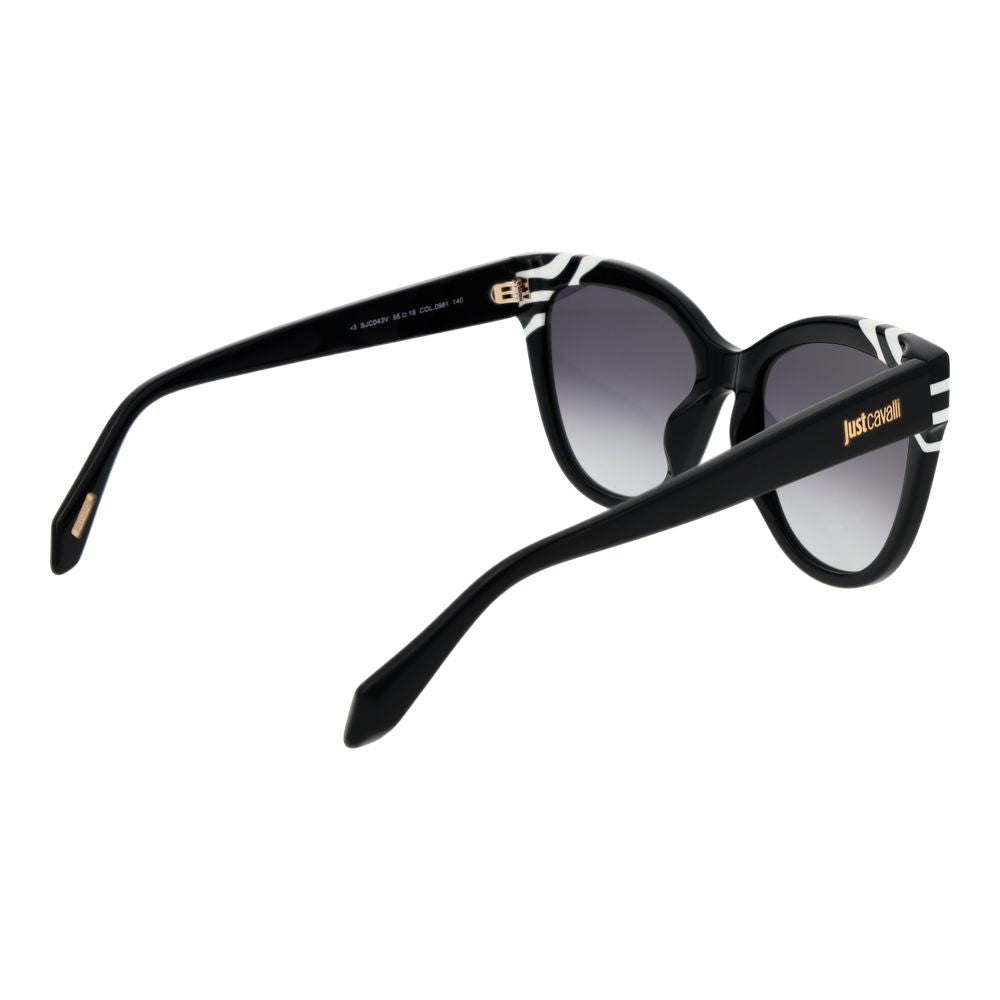 Indulge in the elegance of Just Cavalli Black Cellulose Acetate Sunglasses, a luxurious statement piece that embodies sophistication and allure for the discerning individual.