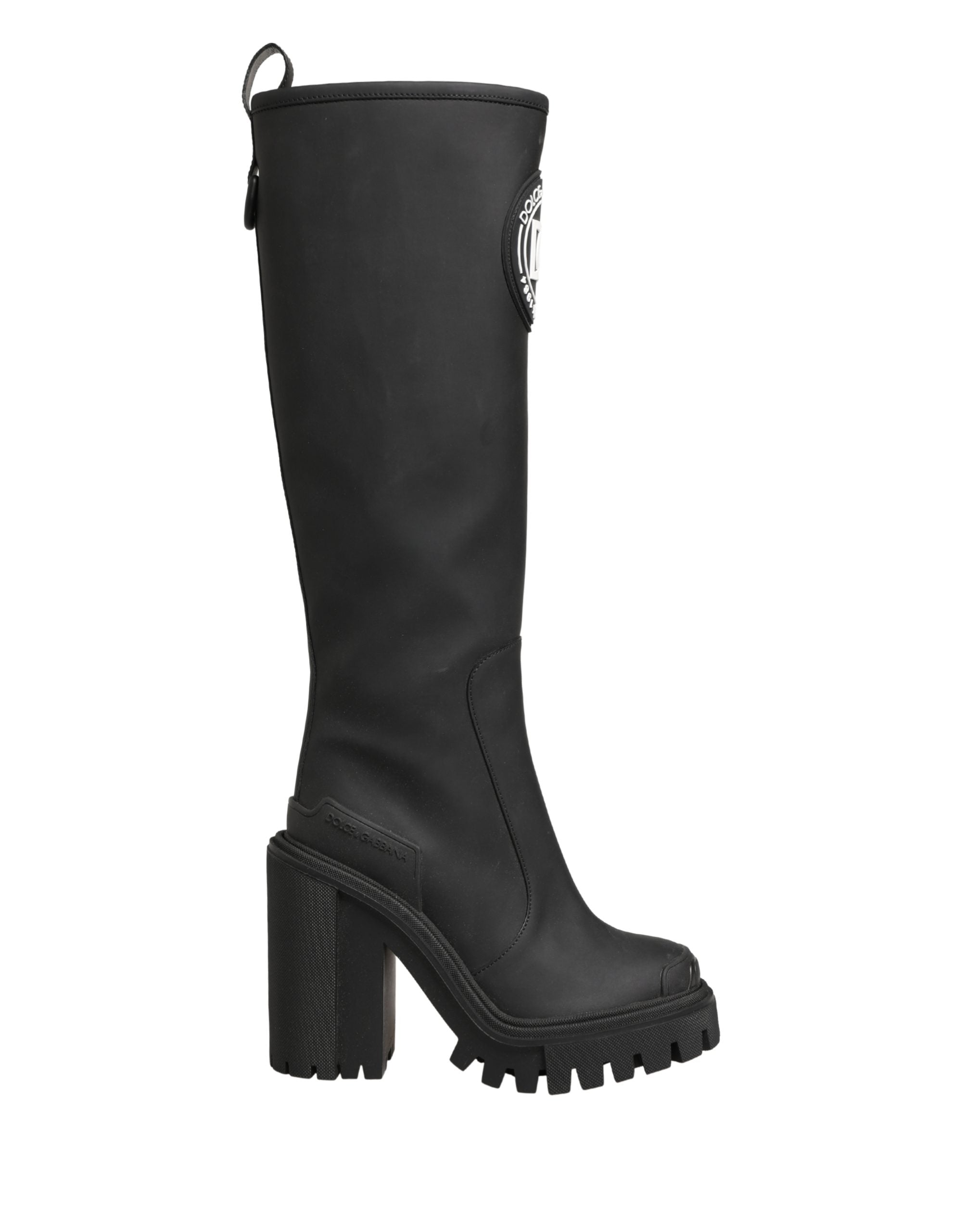 Dolce & Gabbana Black High Boots - Exquisite Rubberized Elegance