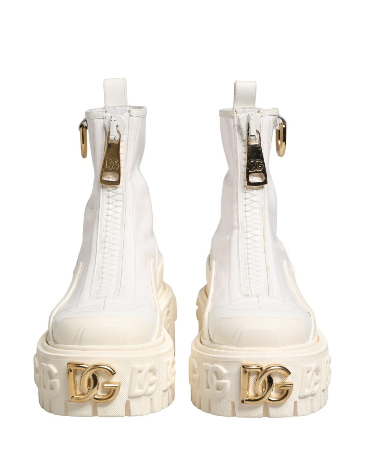 Dolce & Gabbana White Leather Ankle Boots - Timeless Luxury