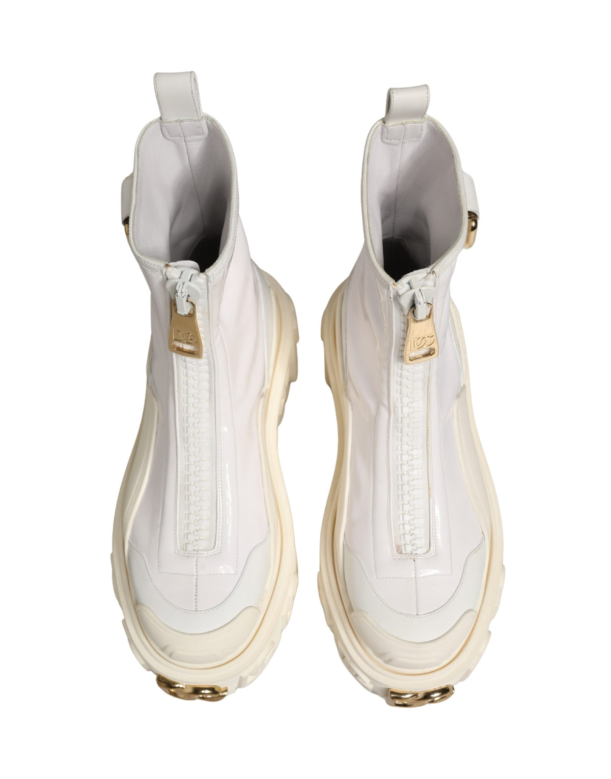Dolce & Gabbana White Leather Ankle Boots - Timeless Luxury