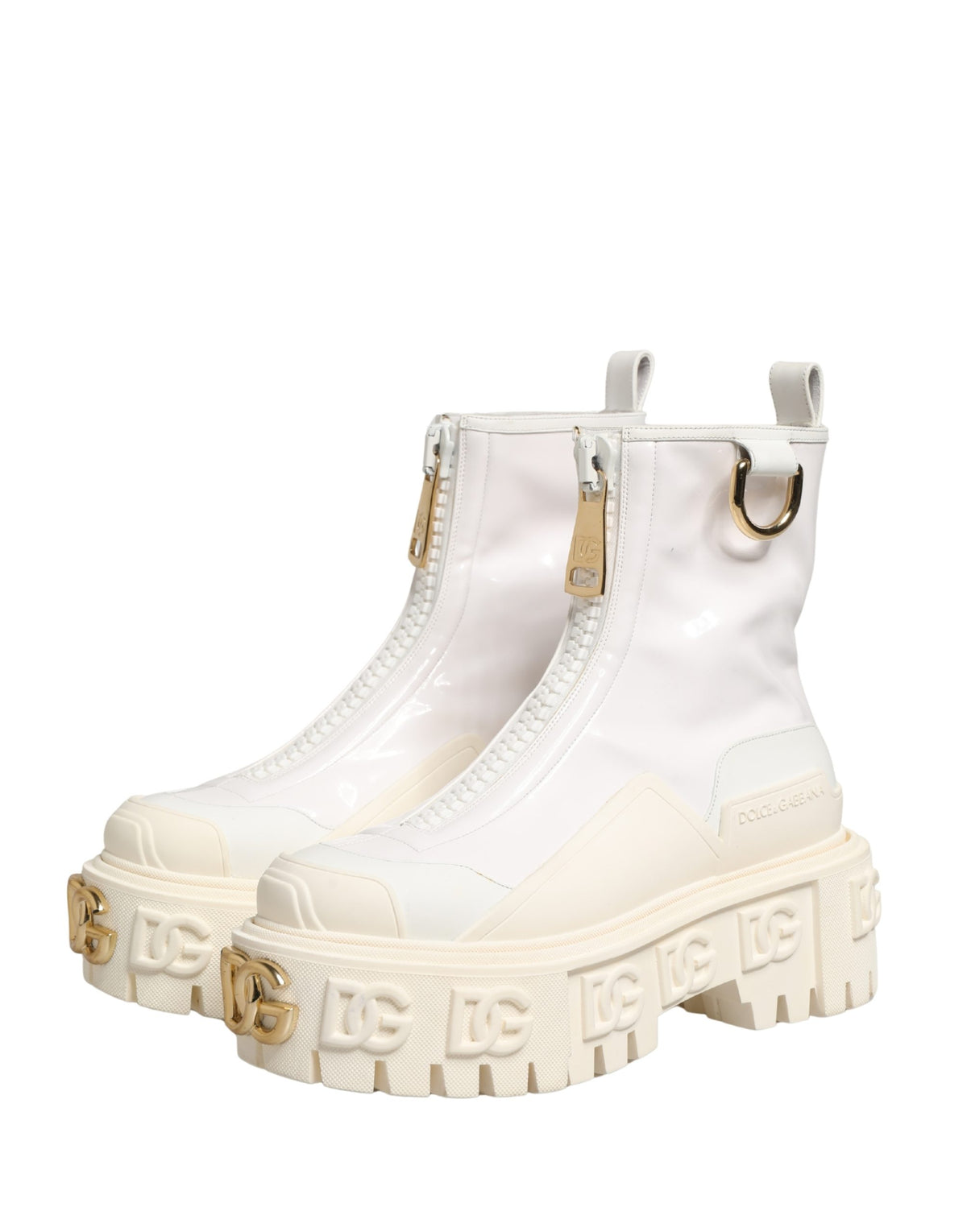 Dolce & Gabbana White Leather Ankle Boots - Timeless Luxury
