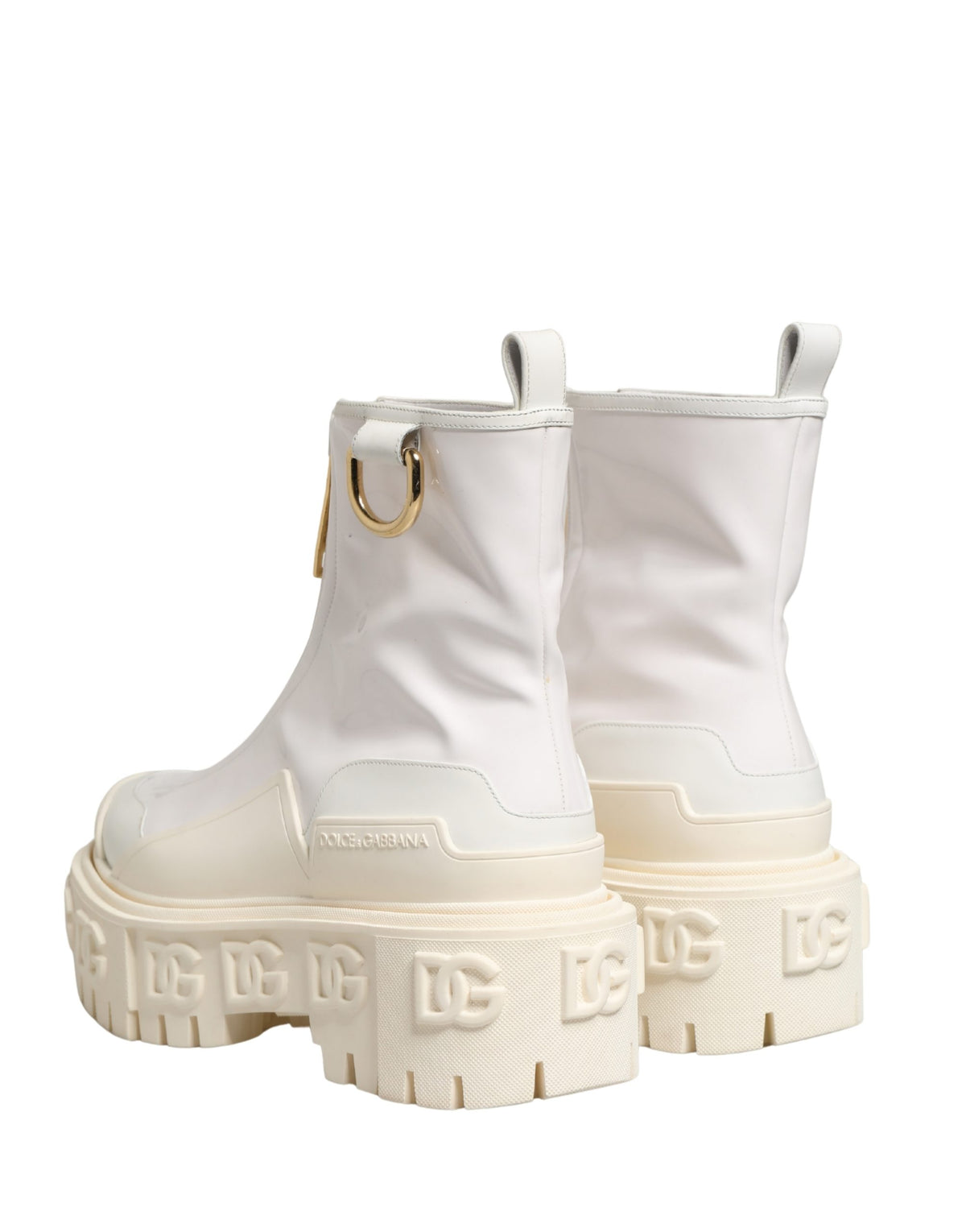 Dolce & Gabbana White Leather Ankle Boots - Timeless Luxury