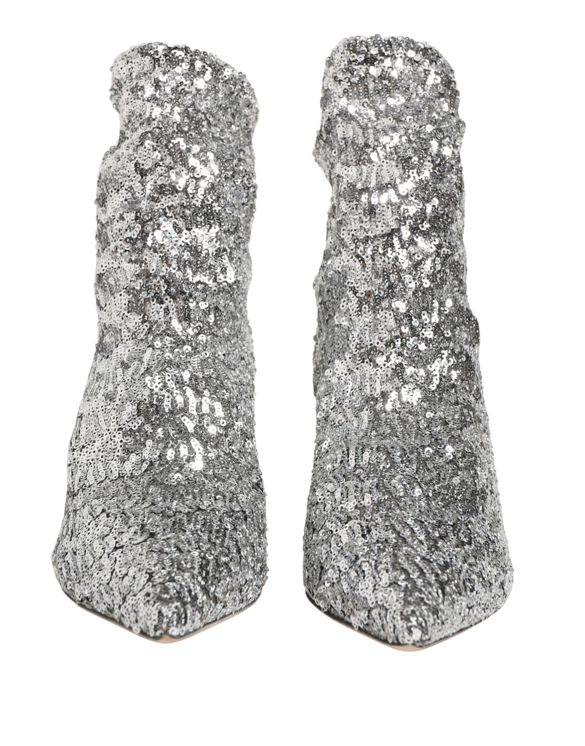 Dolce & Gabbana Silver Sequined Short Boots - Luxurious Couture
