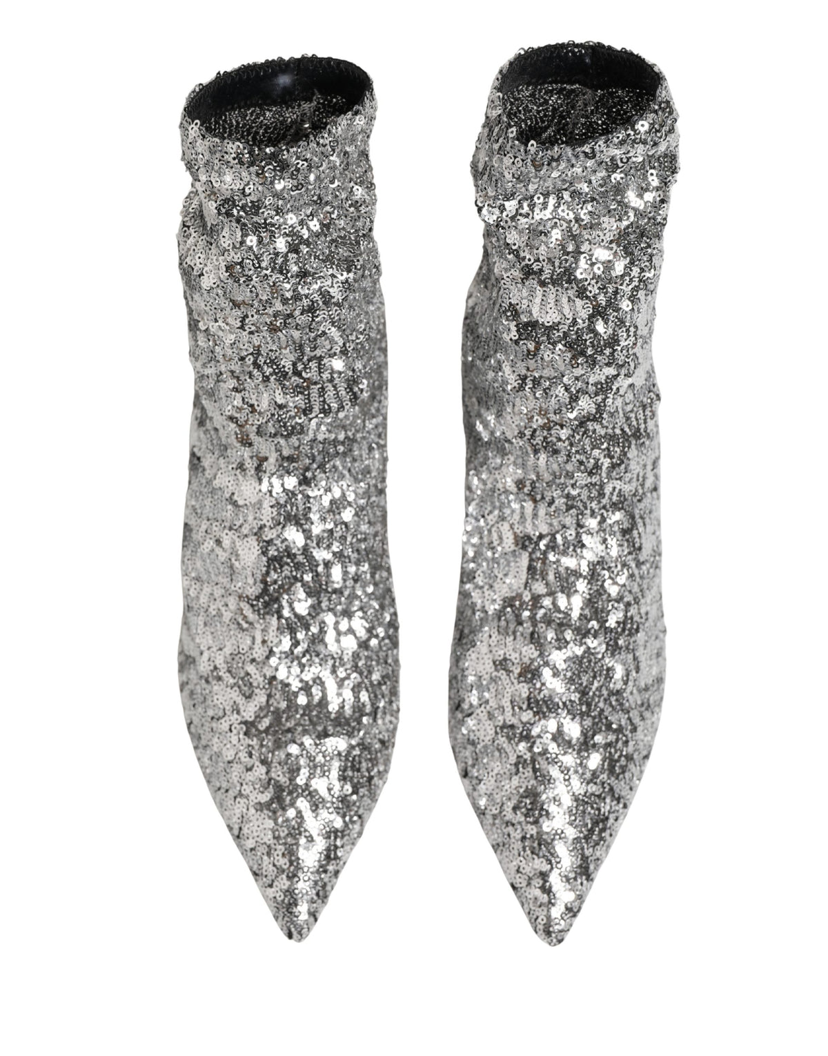 Dolce & Gabbana Silver Sequined Short Boots - Luxurious Couture