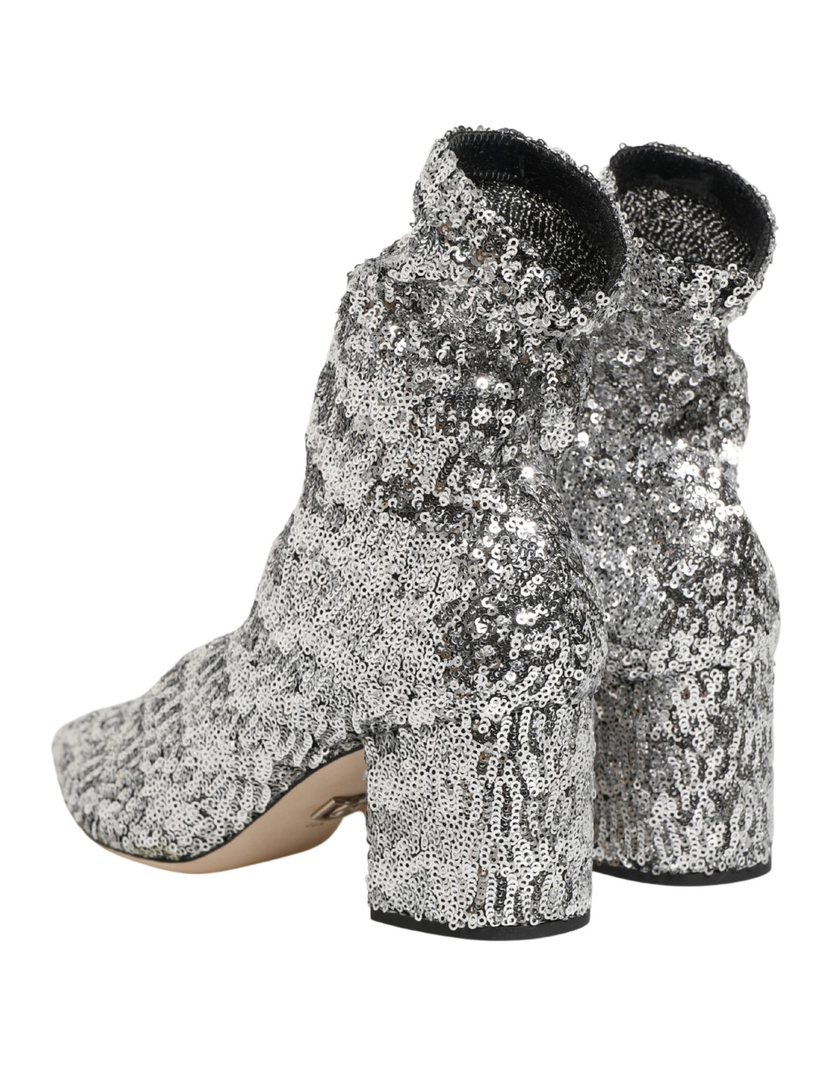 Dolce & Gabbana Silver Sequined Short Boots - Luxurious Couture