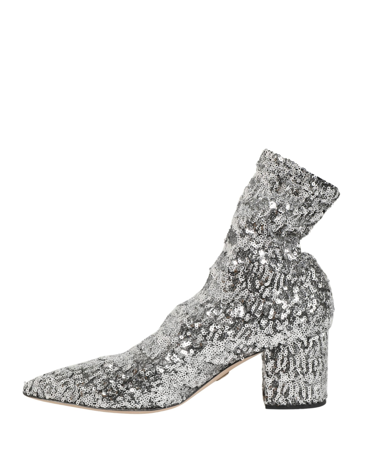 Dolce & Gabbana Silver Sequined Short Boots - Luxurious Couture