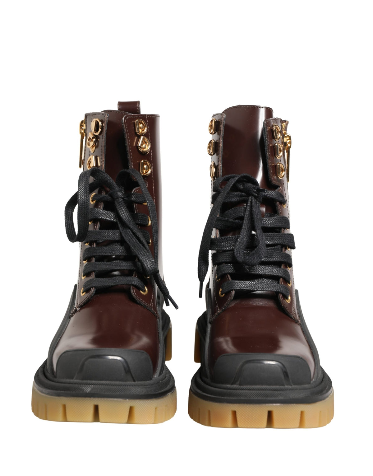 Dolce & Gabbana Maroon Leather Biker Boots - Artisanal Luxury