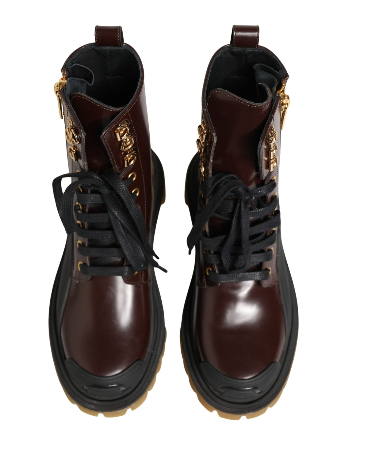 Dolce & Gabbana Maroon Leather Biker Boots - Artisanal Luxury