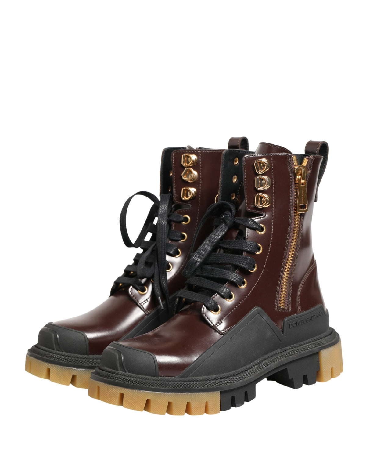 Dolce & Gabbana Maroon Leather Biker Boots - Artisanal Luxury