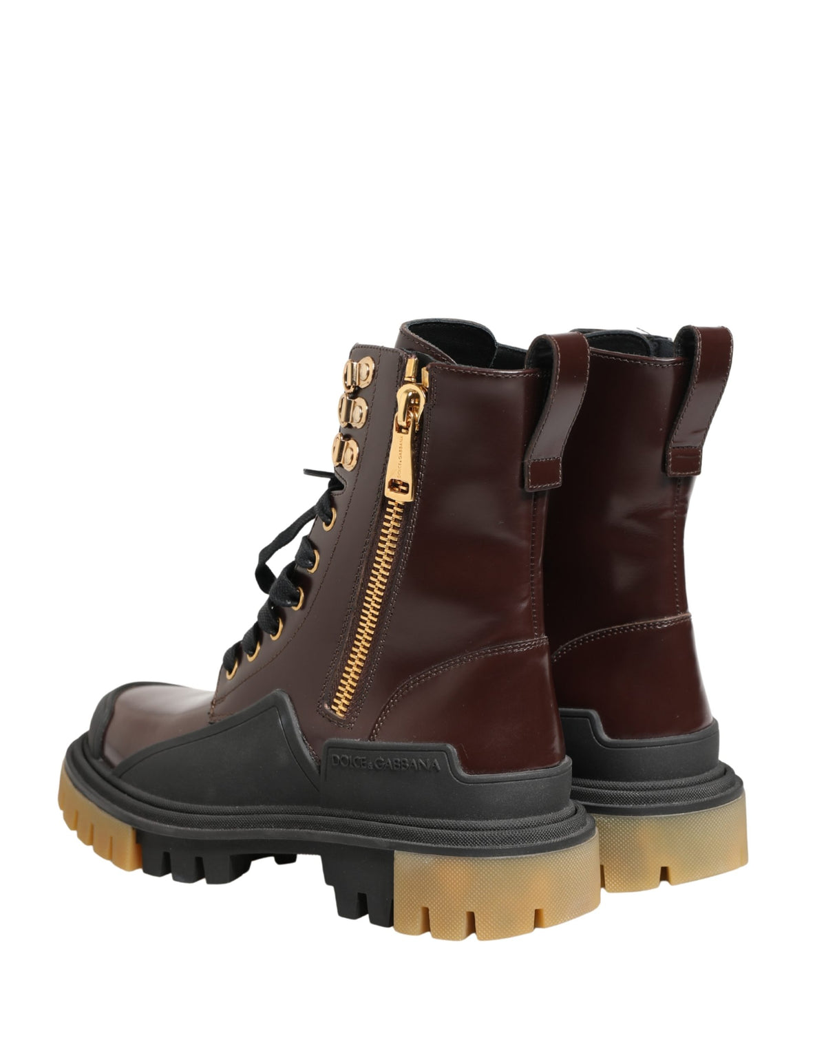 Dolce & Gabbana Maroon Leather Biker Boots - Artisanal Luxury