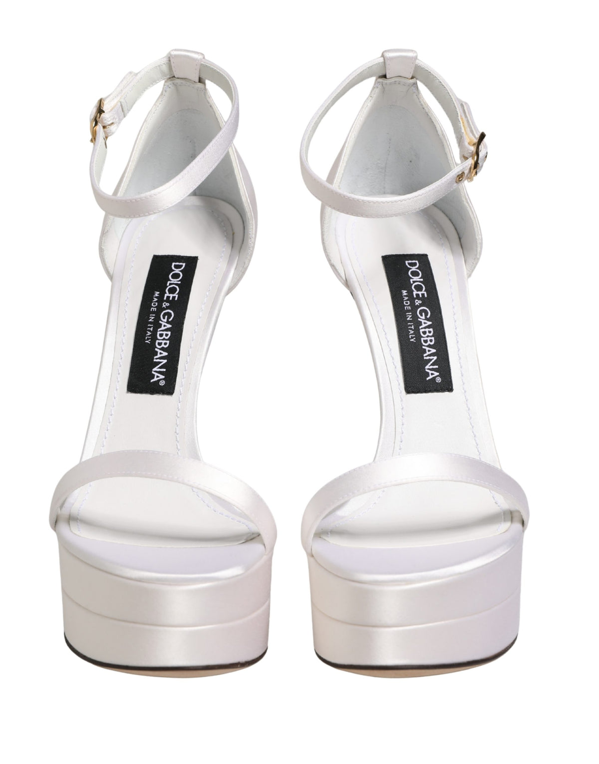 Dolce & Gabbana White Platform Ankle Strap Sandals - Luxury Elegance
