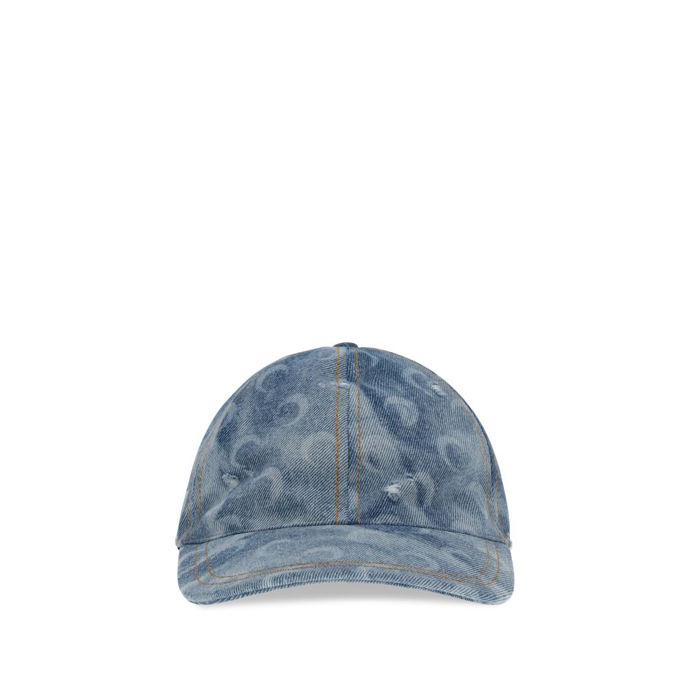 Elevate your style with the Marine Serre Blue Cotton Cap from the SS26 collection, crafted from organic denim twill, embodying effortless luxury and sophisticated charm.