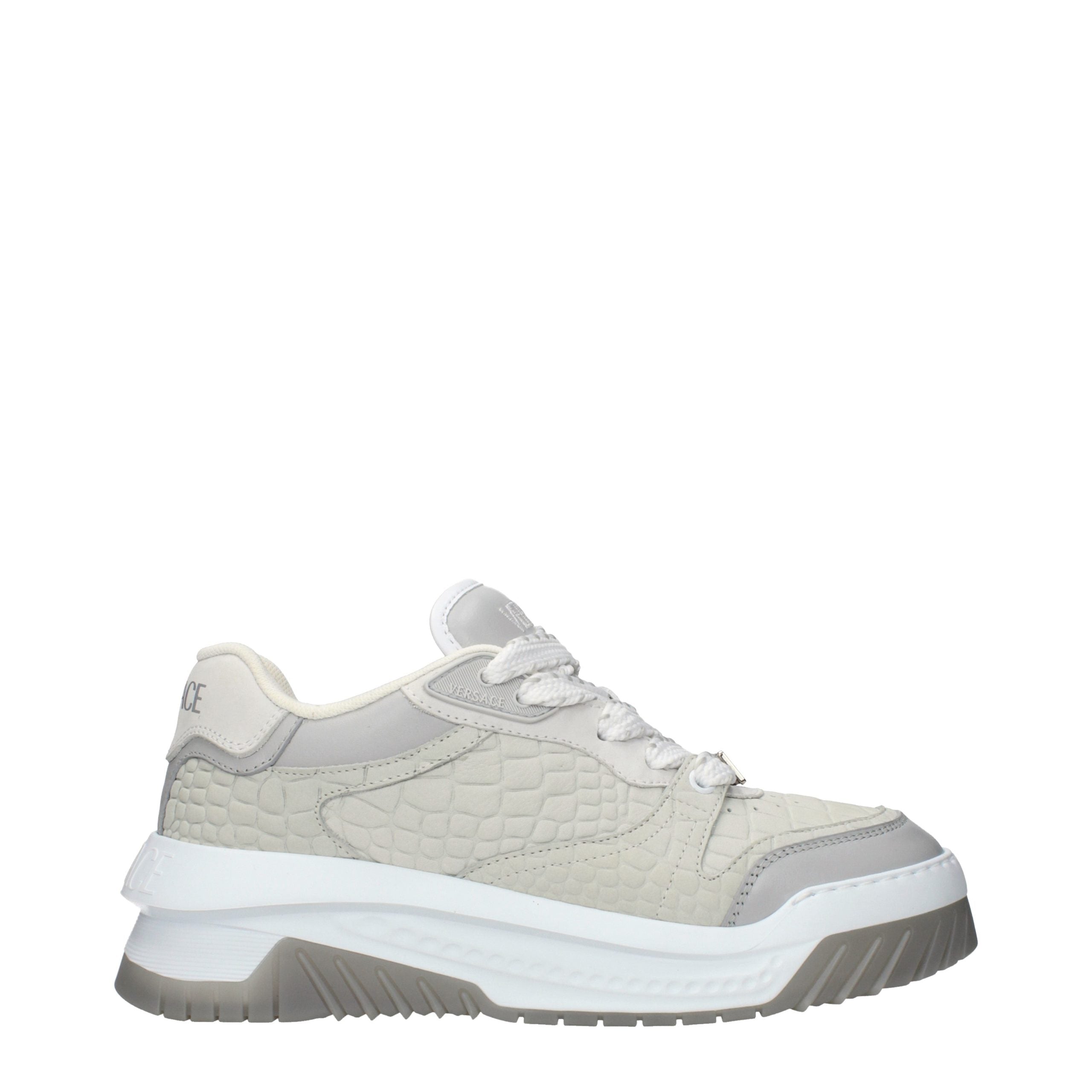 Versace Gray Leather Low Top Sneakers - Exquisite Luxury Footwear