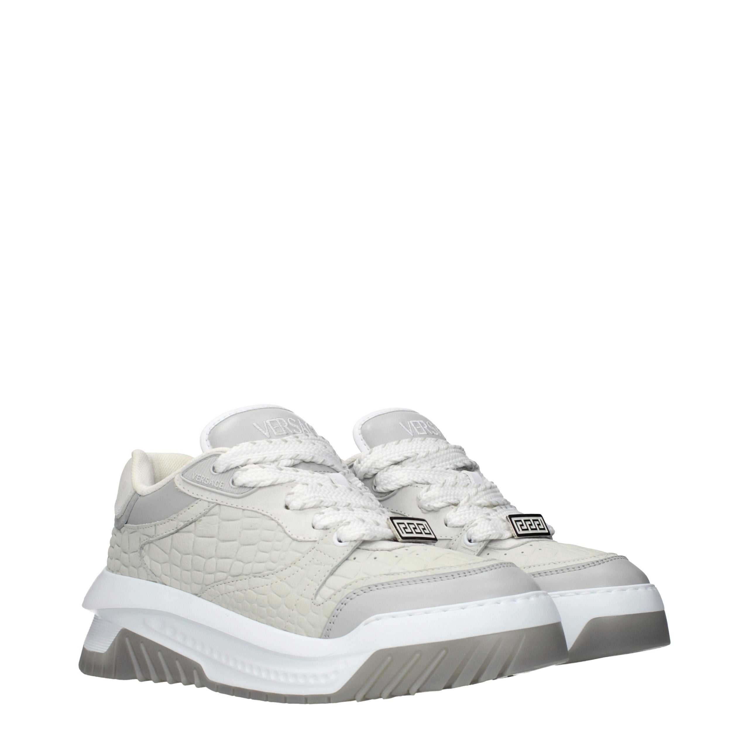 Versace Gray Leather Low Top Sneakers - Timeless Luxury Footwear