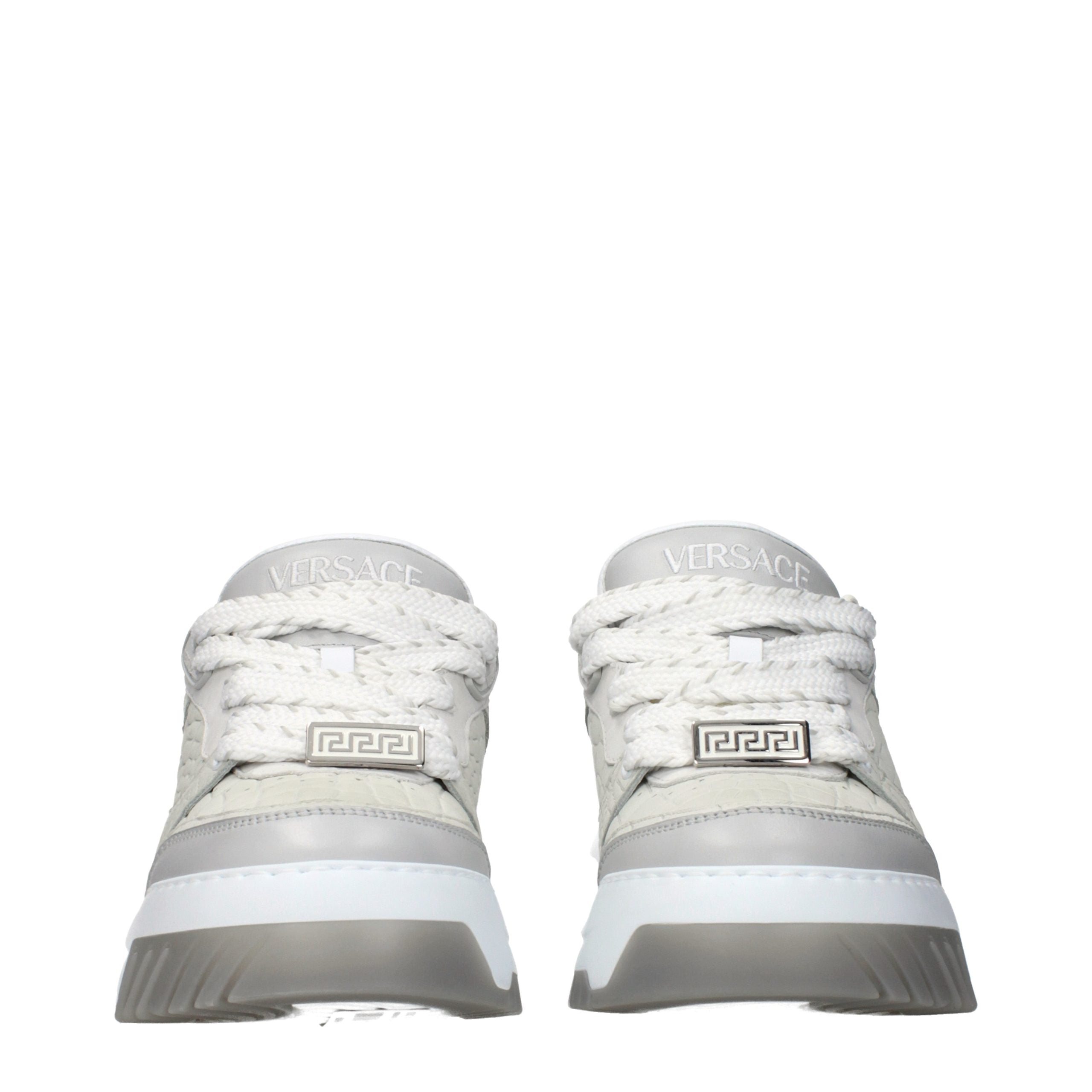 Versace Gray Leather Low Top Sneakers - Exquisite Italian Craftsmanship