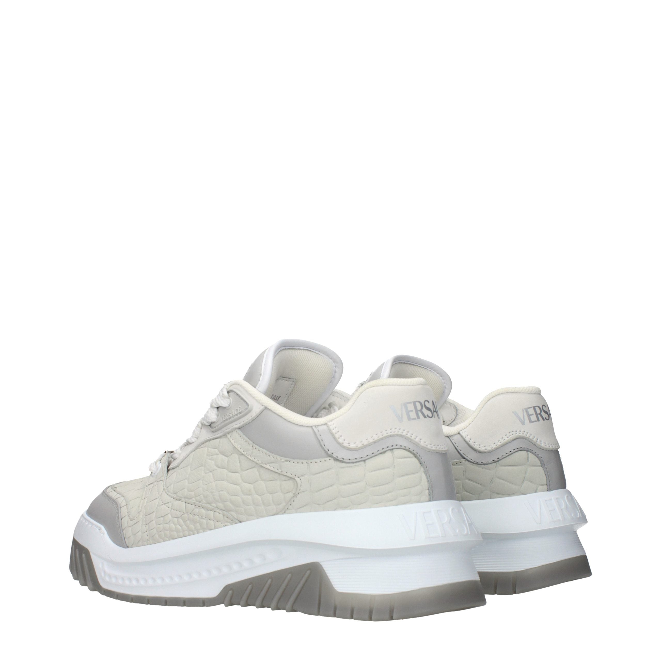 Versace Gray Leather Low Top Sneakers – Timeless Luxury Elegance