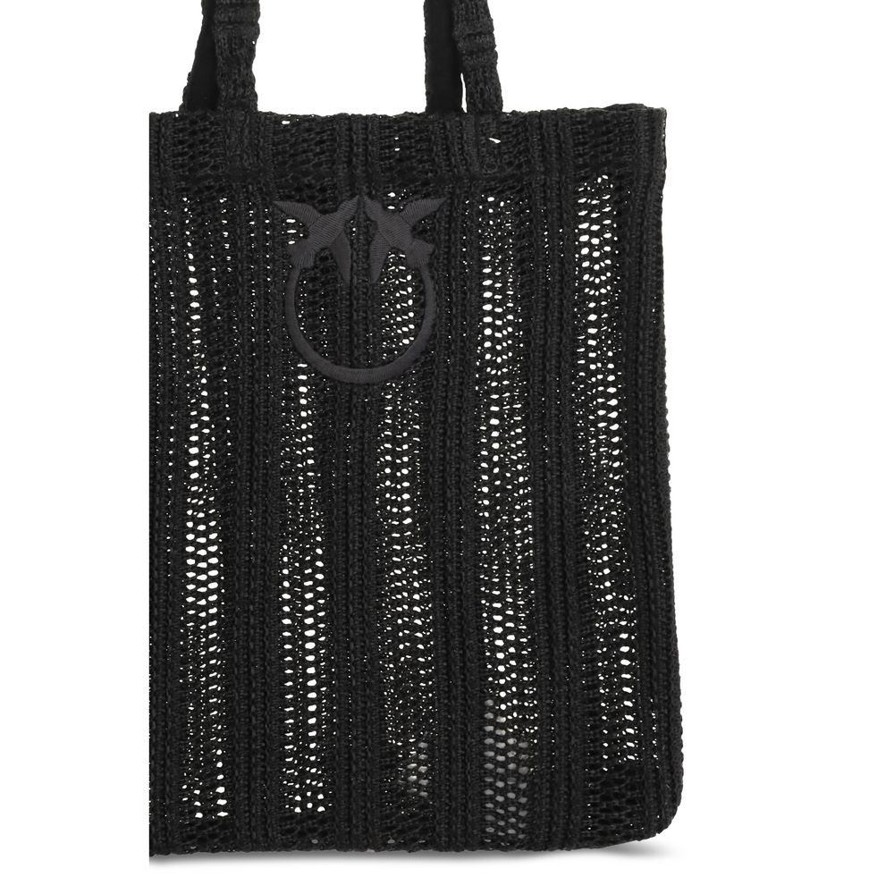 Elevate your summer style with the PINKO Black Raffia Shoulder Bag, a luxurious artisanal tote crafted from 100% raffia, embodying exquisite craftsmanship and effortless elegance.