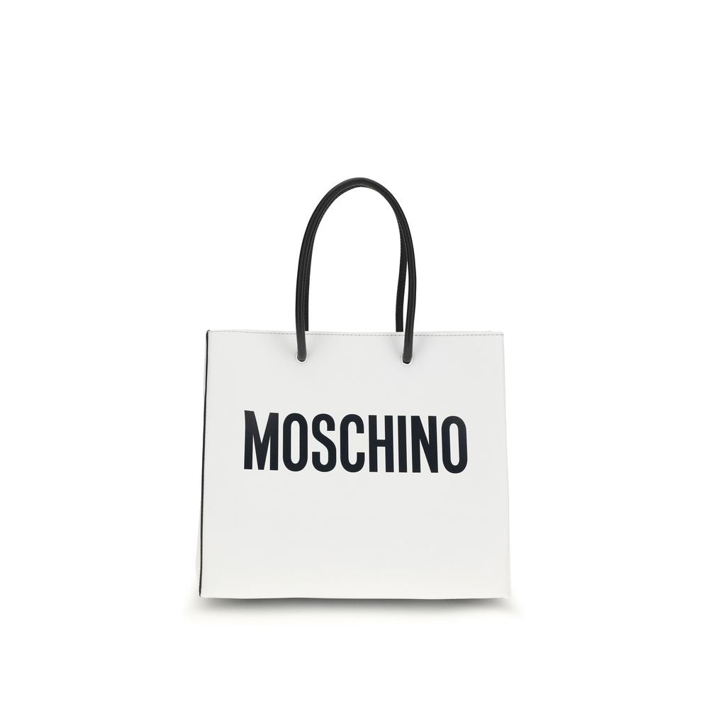 Indulge in the Moschino White Calf Leather Bos Taurus Handbag, a masterpiece of structured elegance from the SS26 collection, crafted for those who embrace luxury and sophistication.