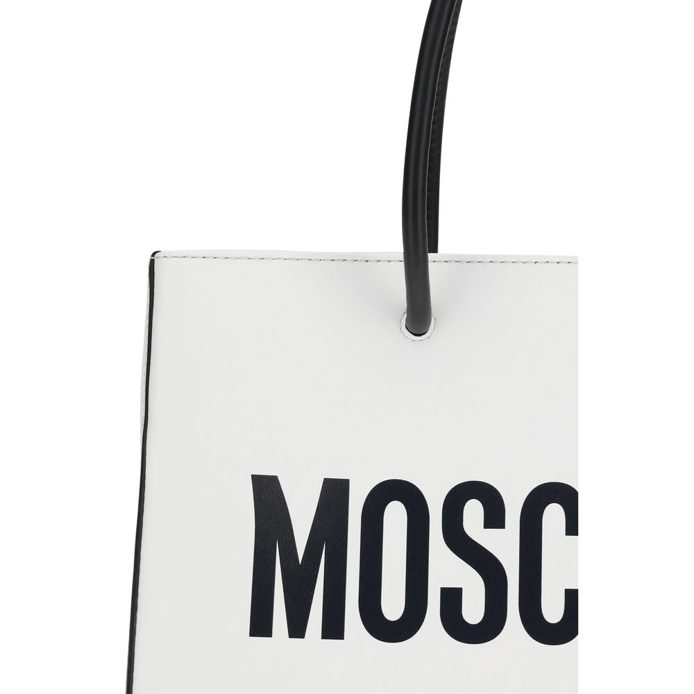 Elevate your style with the Moschino White Calf Leather Bos Taurus Handbag, a masterpiece of structured elegance from the SS26 collection, crafted for the discerning individual.