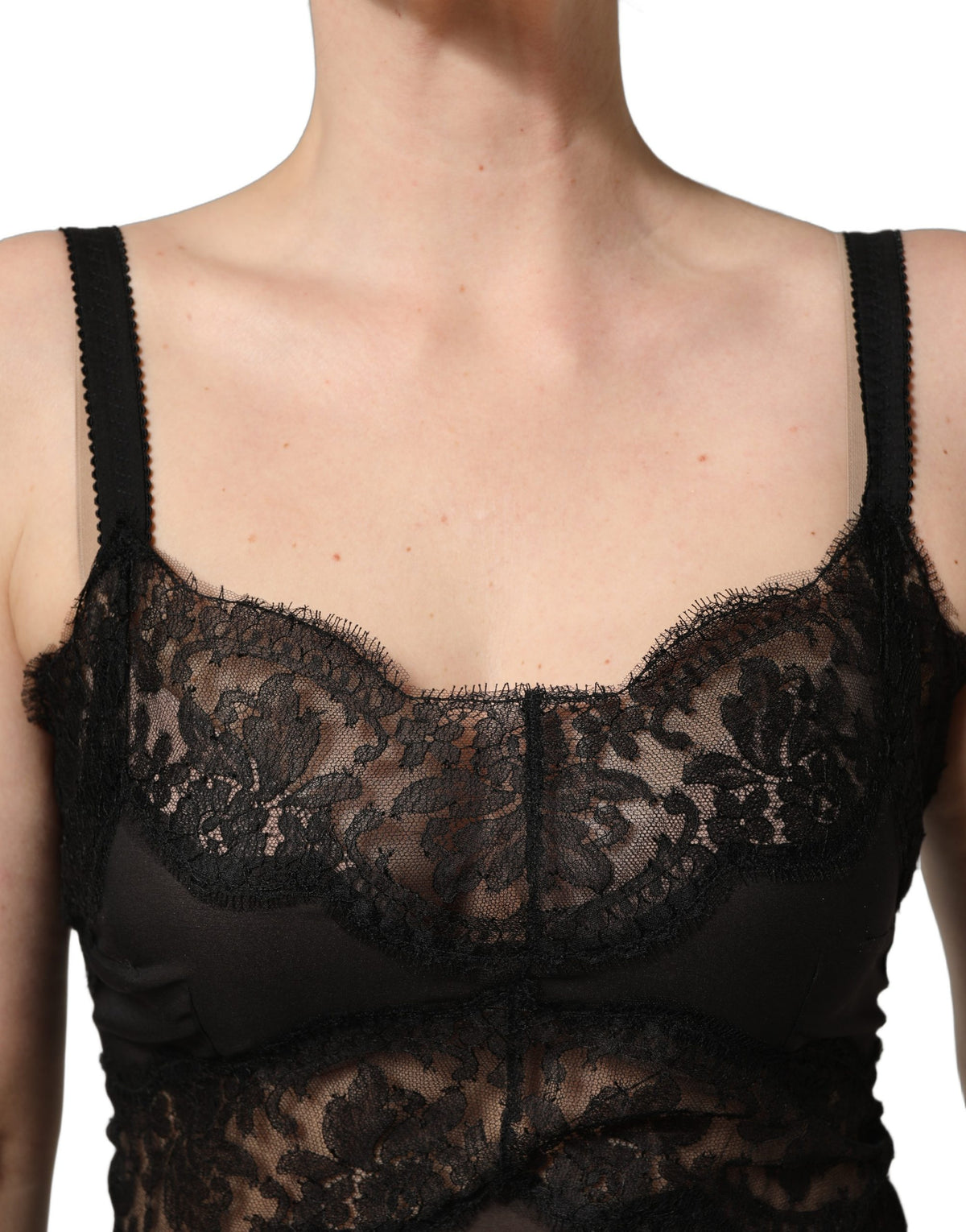 Dolce & Gabbana Black Silk Lace Chemise - Luxury Sleepwear
