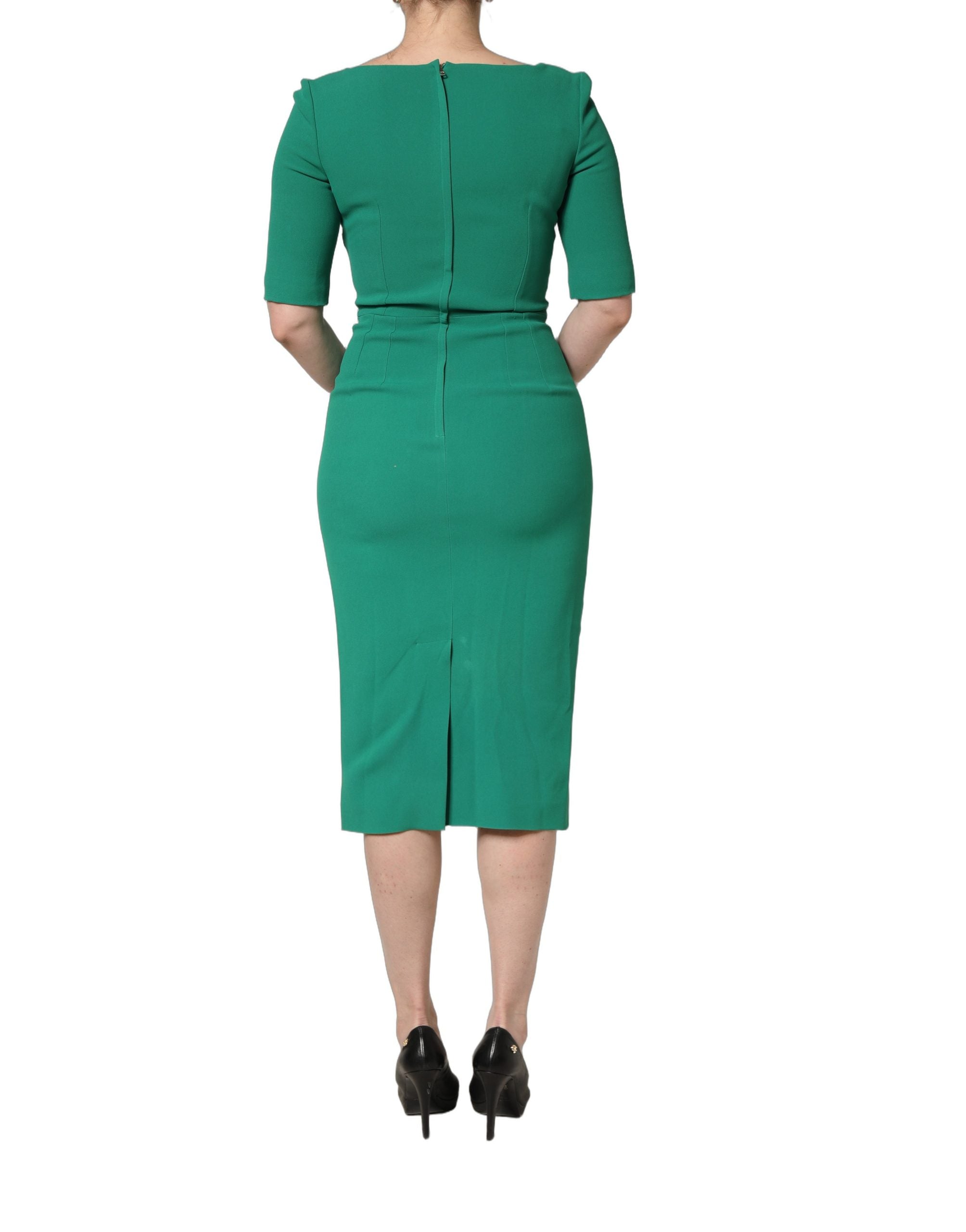 Dolce & Gabbana Green Pencil Sheath Midi Dress - Italian Luxury
