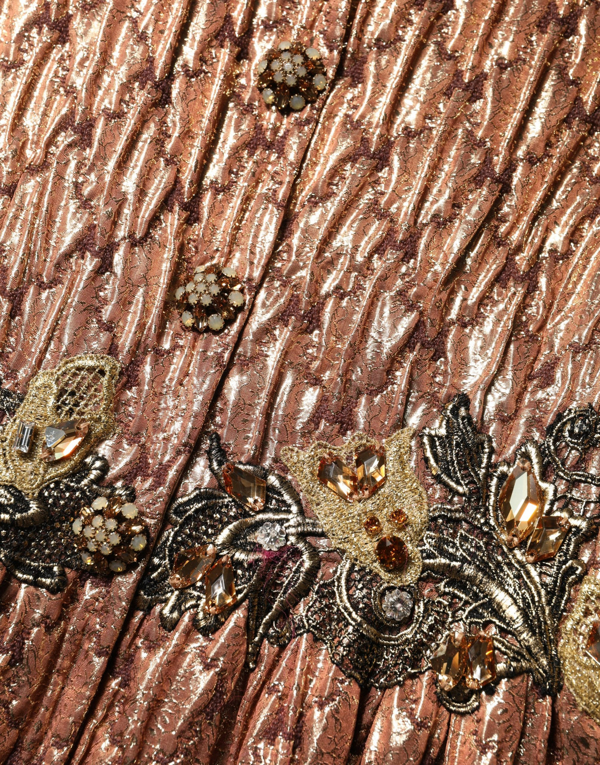 Dolce & Gabbana Brown Metallic Crystal Evening Gown Couture