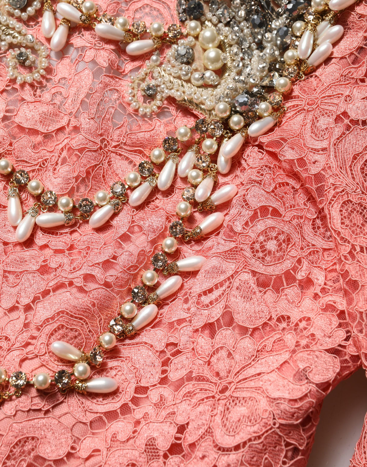 Dolce & Gabbana Pink Embellished Mermaid Lace Gown - Couture
