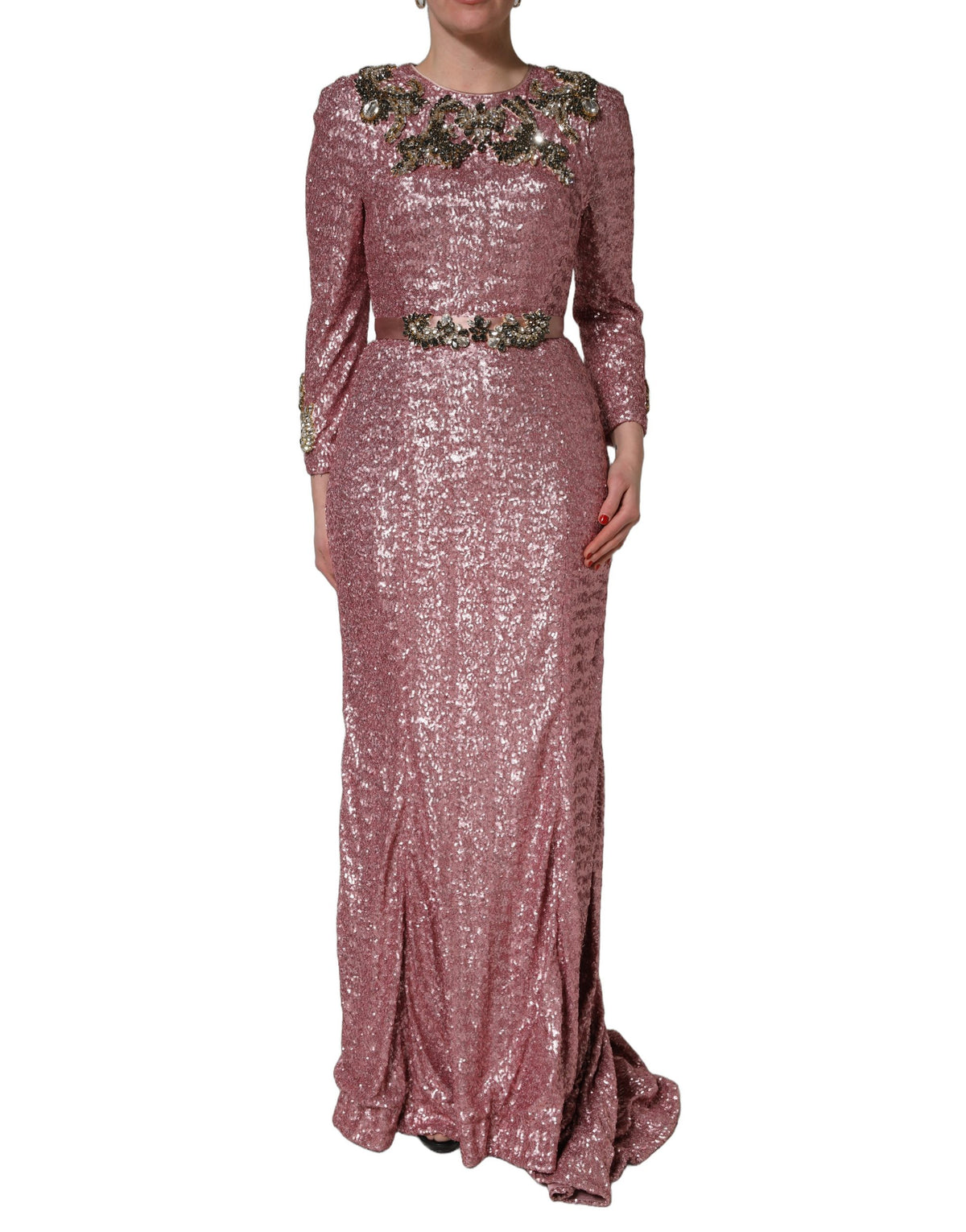 Dolce & Gabbana Pink Sequined Evening Gown - Italian Luxury