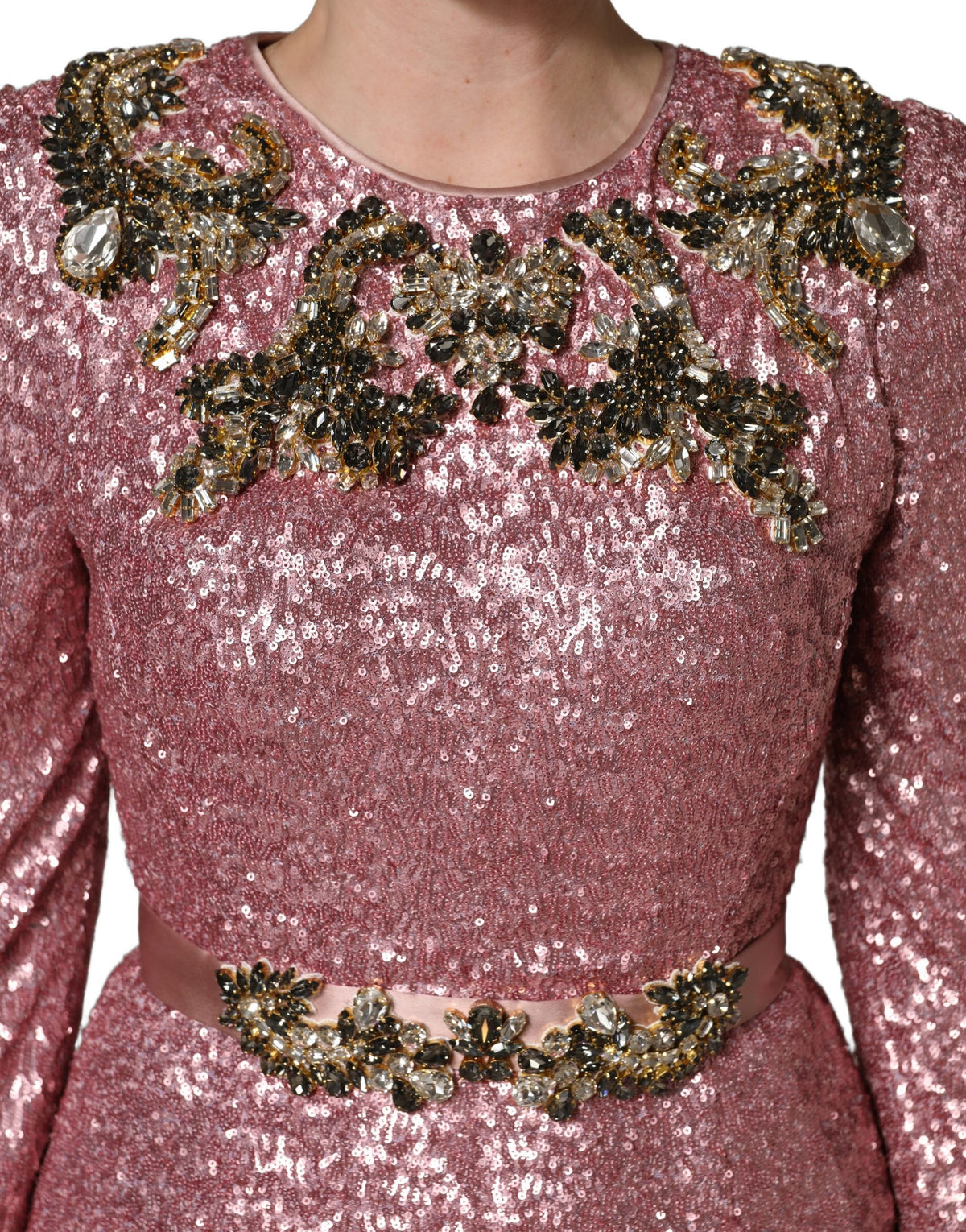 Dolce & Gabbana Pink Sequined Evening Gown - Italian Luxury