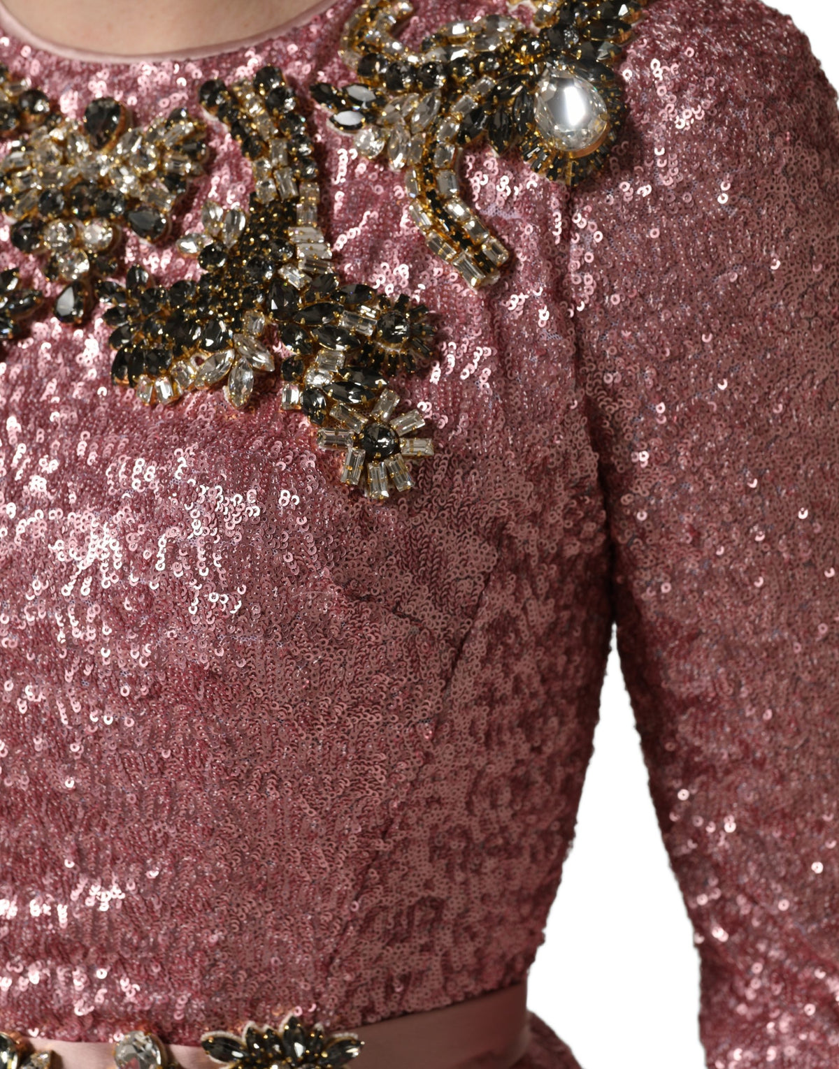 Dolce & Gabbana Pink Sequined Evening Gown - Italian Luxury