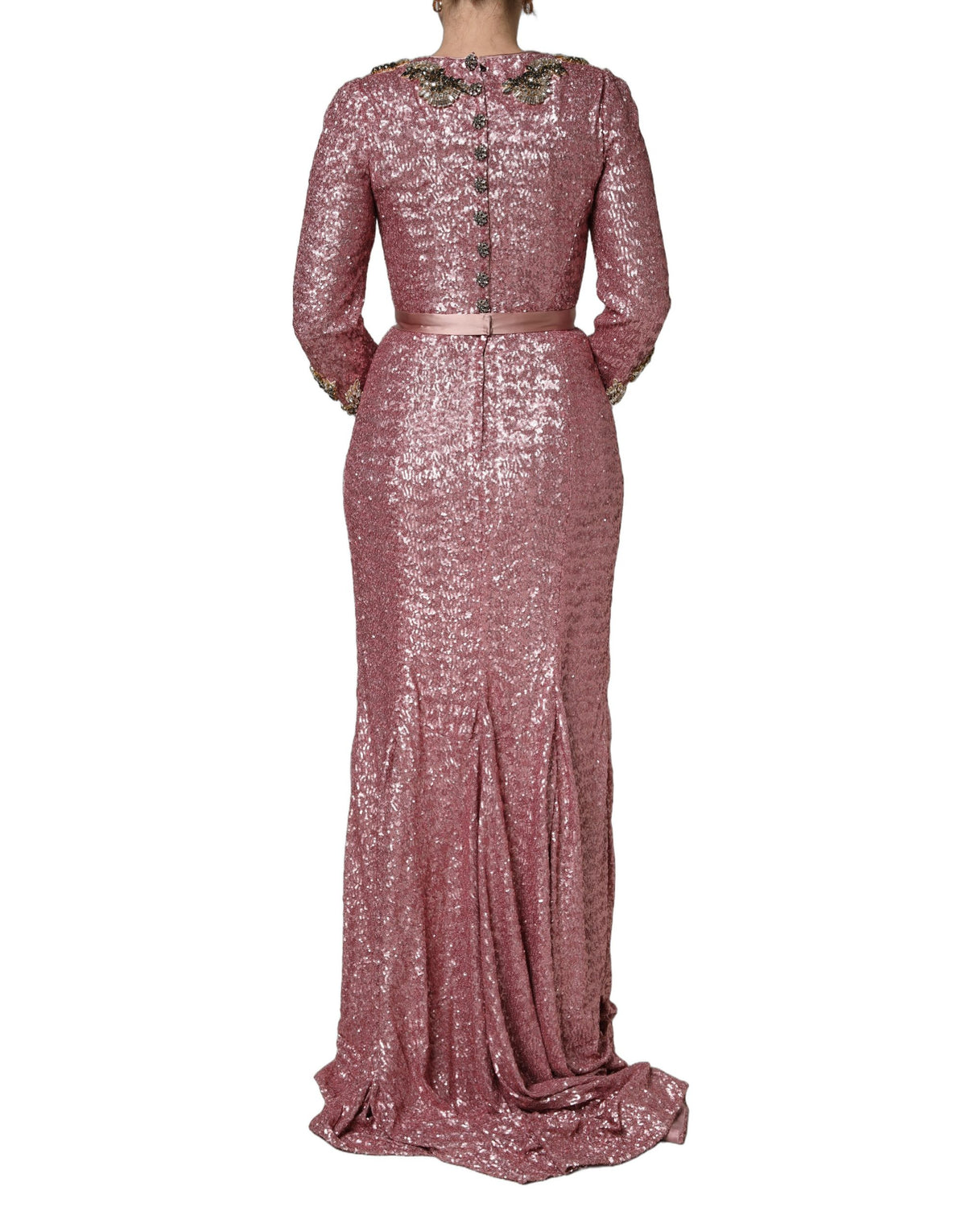 Dolce & Gabbana Pink Sequined Evening Gown - Italian Luxury
