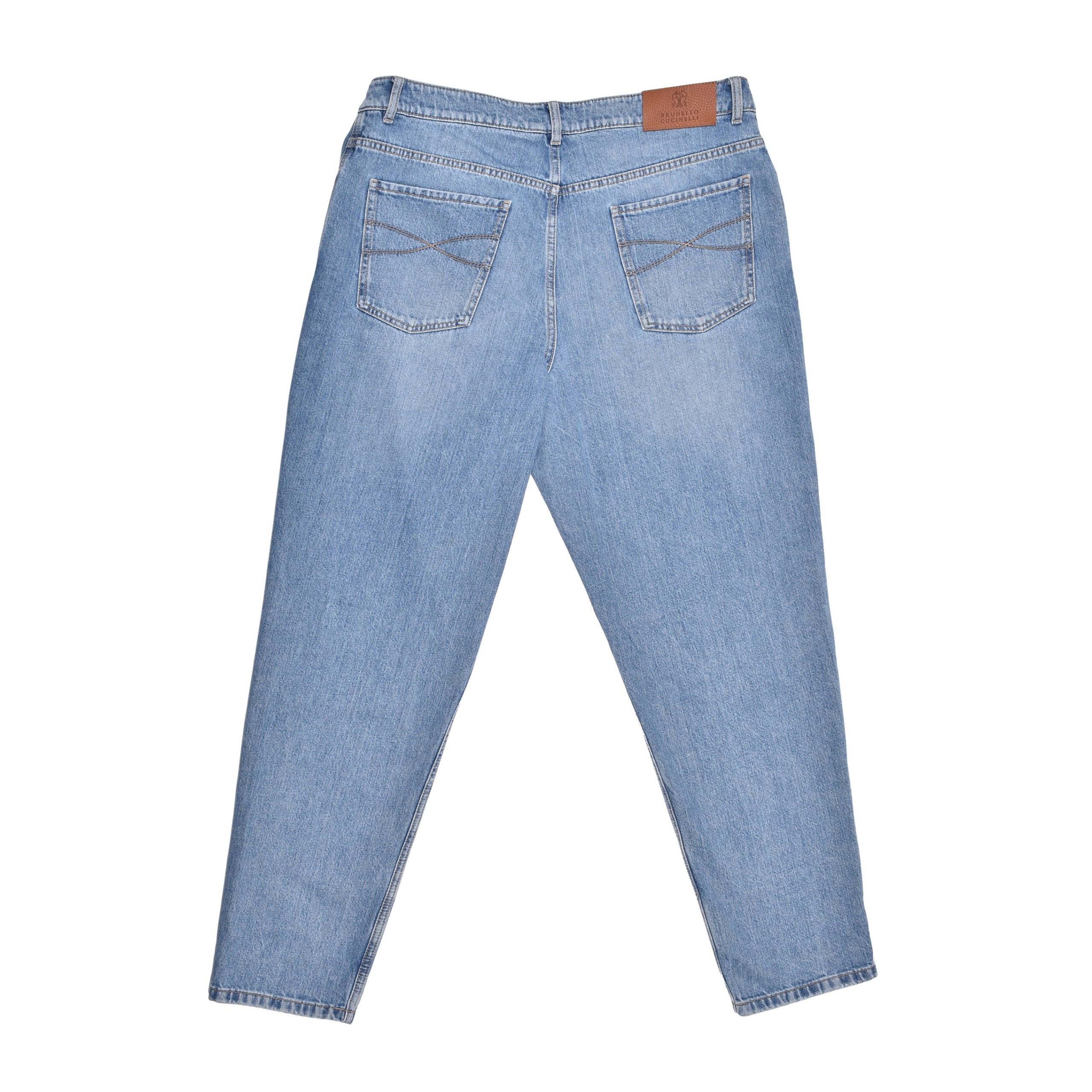 Brunello Cucinelli Blue Cotton Straight-Leg Jeans