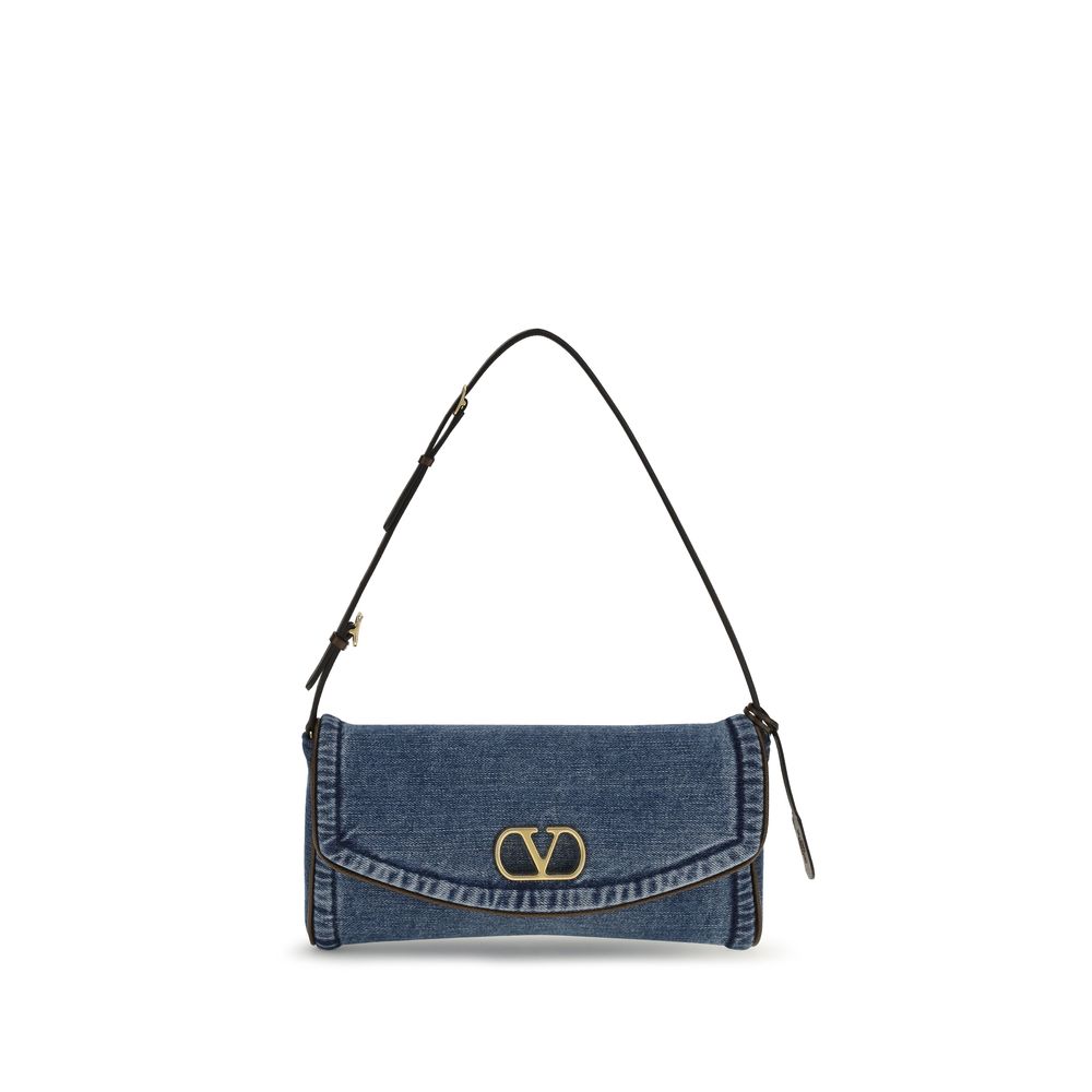 Valentino Garavani Blue Cotton Shoulder Bag - Luxe Denim Elegance