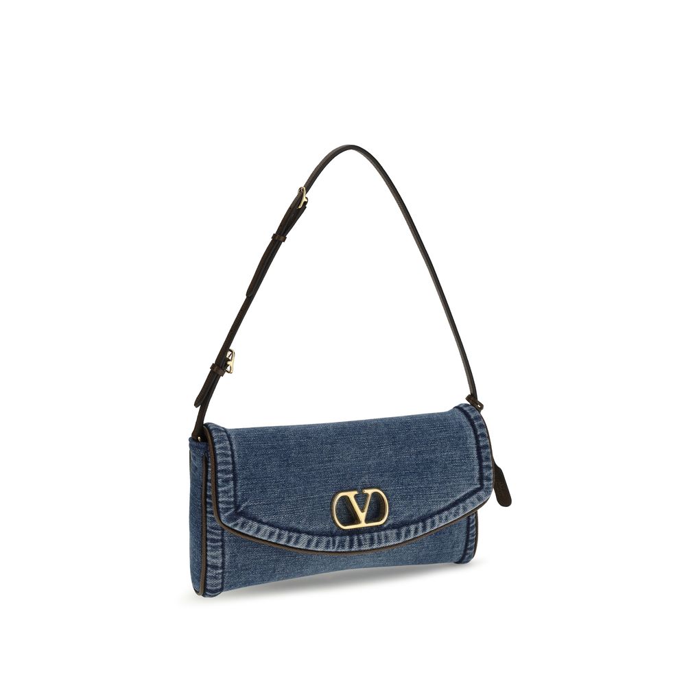 Valentino Garavani Blue Cotton Shoulder Bag - Luxe Denim Elegance