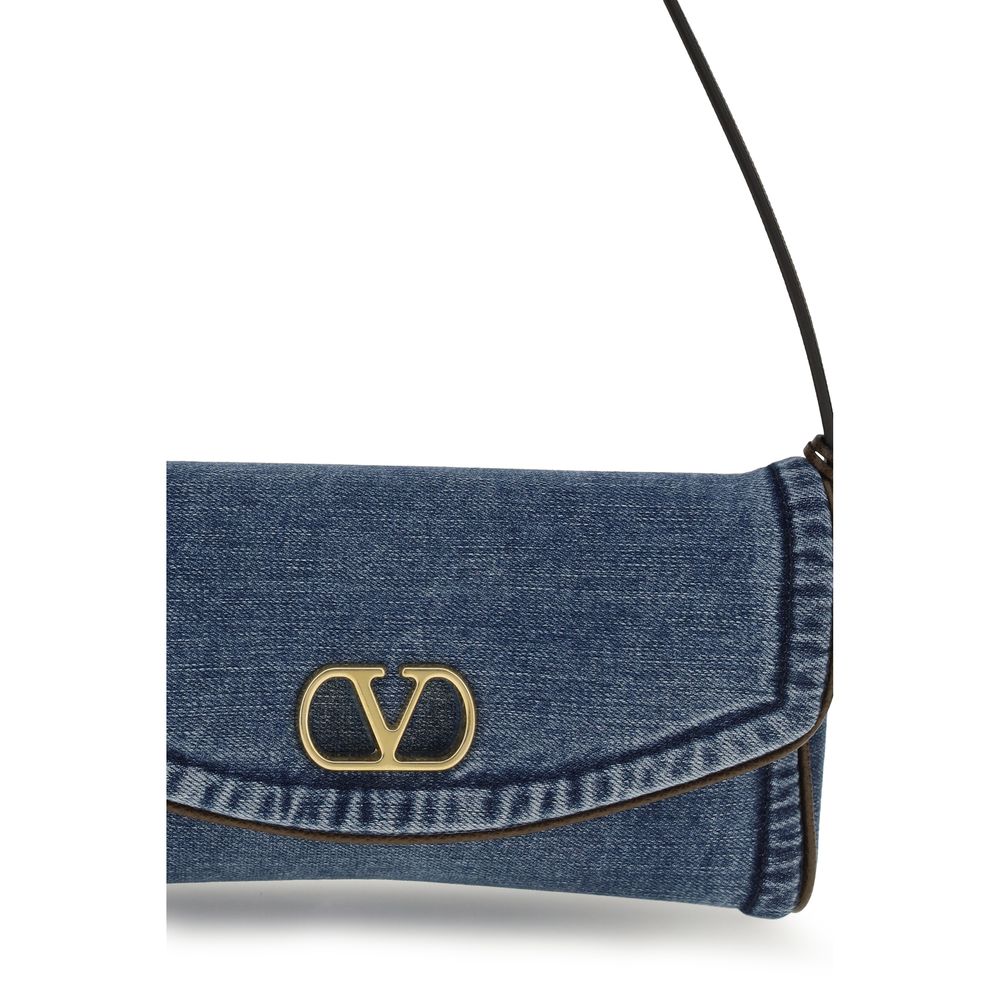 Valentino Garavani Blue Cotton Shoulder Bag - Luxe Denim Elegance