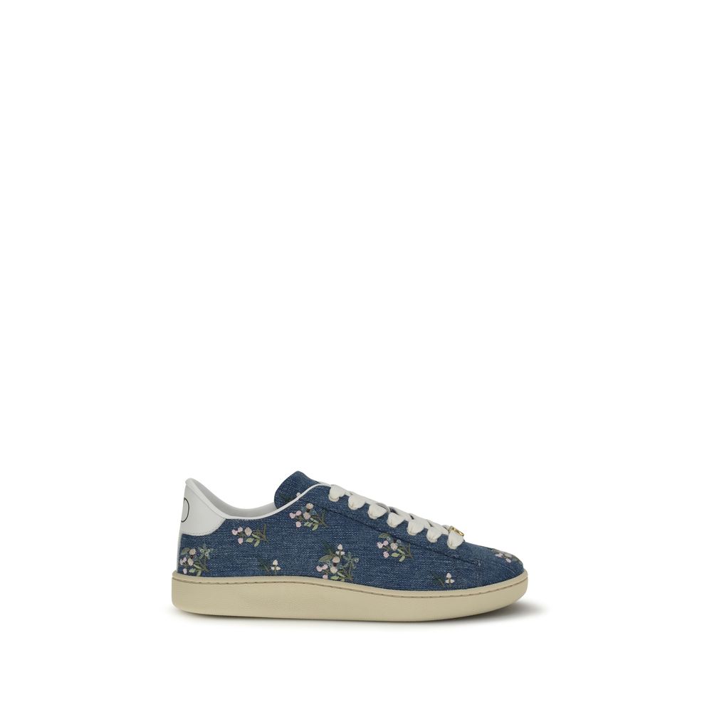 Valentino Garavani Blue Calf Leather Low Top Sneakers - Luxury Elegance