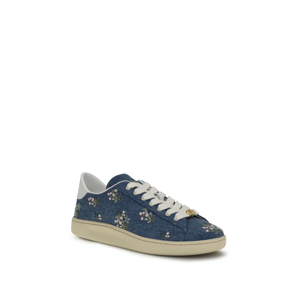 Valentino Garavani Blue Calf Leather Low Top Sneakers - Luxury Elegance