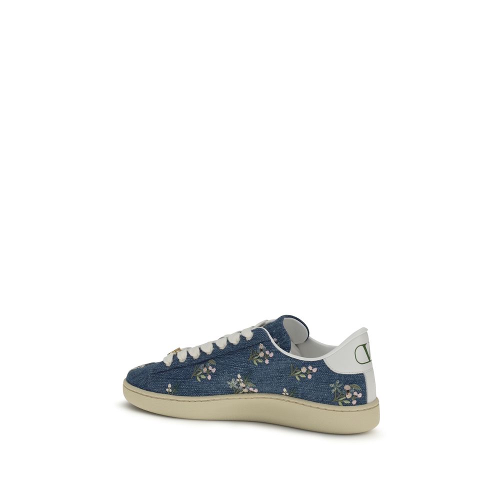 Valentino Garavani Blue Calf Leather Low Top Sneakers - Luxury Elegance