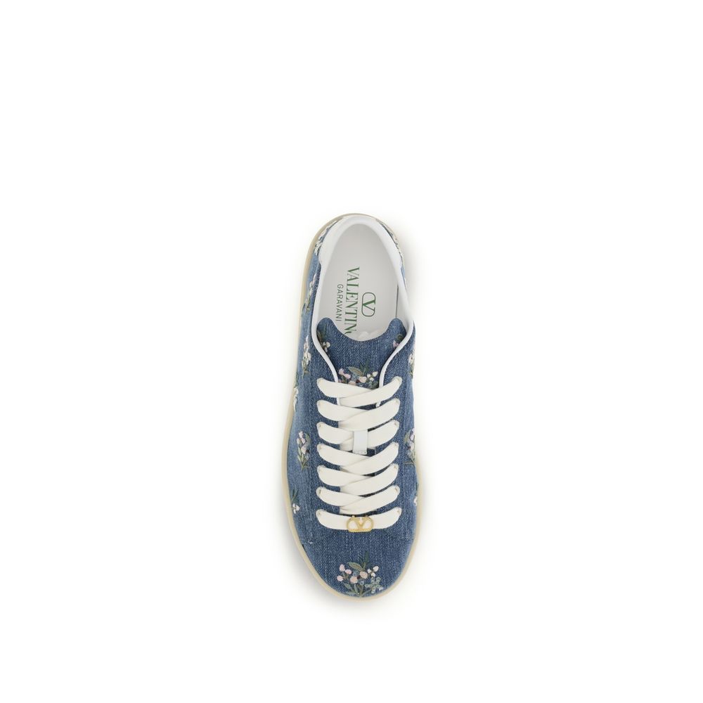 Valentino Garavani Blue Calf Leather Low Top Sneakers - Luxury Elegance