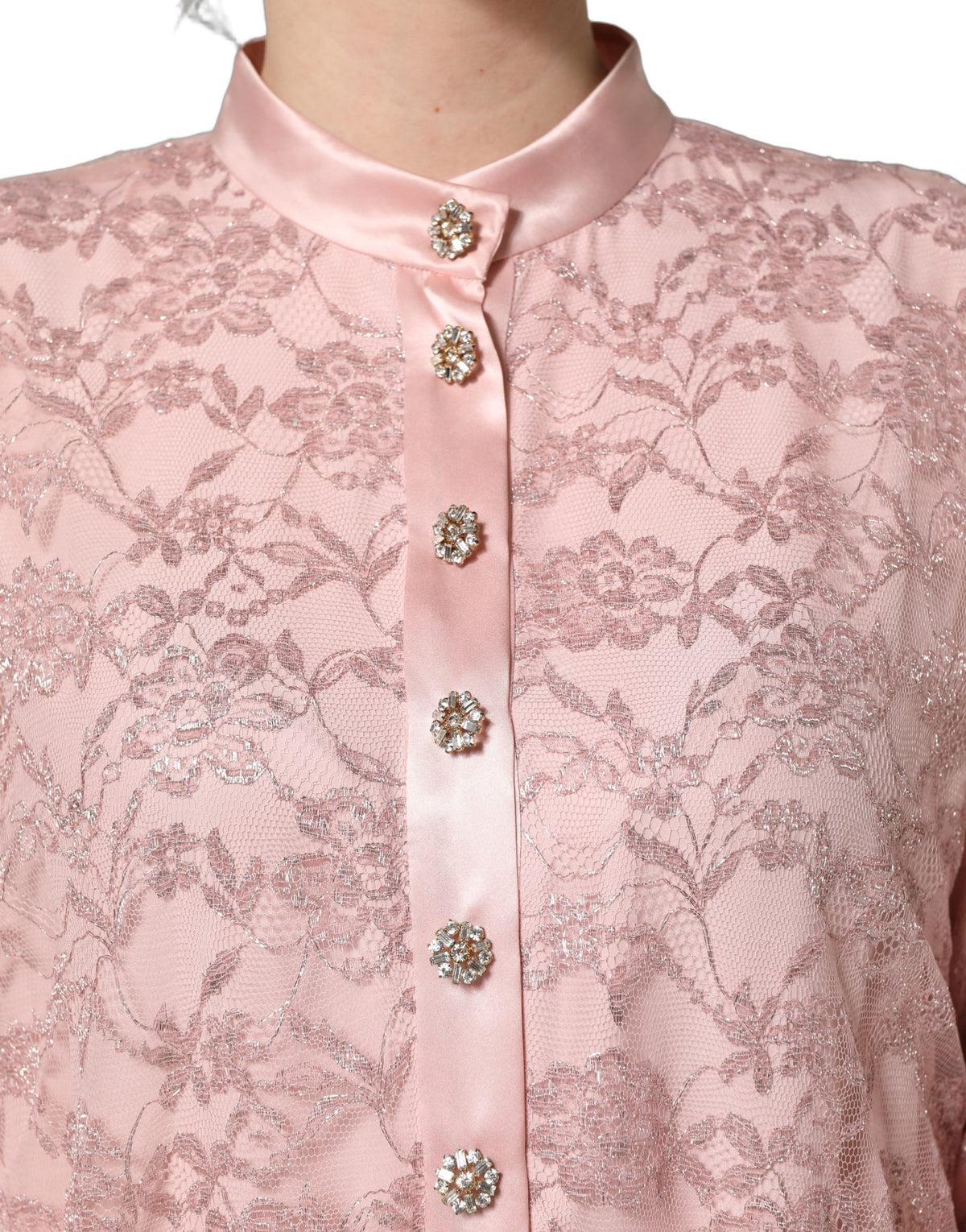 Dolce & Gabbana Pink Corded Floral Lace Kaftan Midi Dress Couture