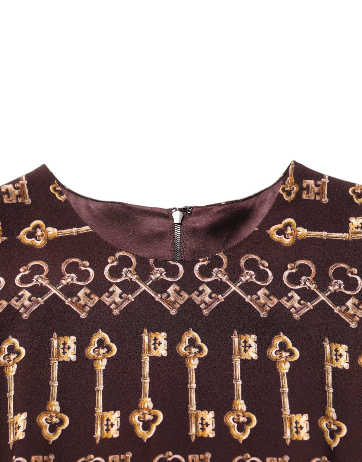 Dolce & Gabbana Brown Keys Fitted Sheath Dress - Couture Elegance