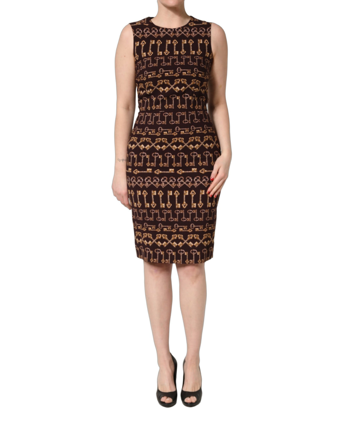 Dolce & Gabbana Brown Keys Sheath Dress - Timeless Luxury Couture