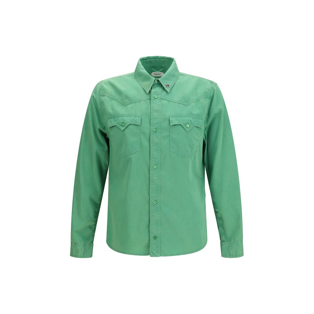 Versace Bicolor Cotton Shortsleeve Shirt - Tailored Luxury Elegance