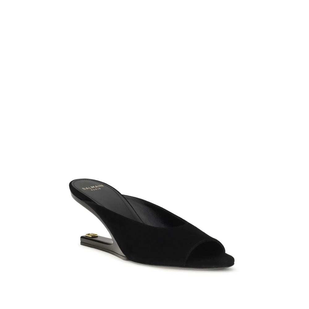 Balmain Black Calf Leather Bos Taurus Mules - Luxury Footwear