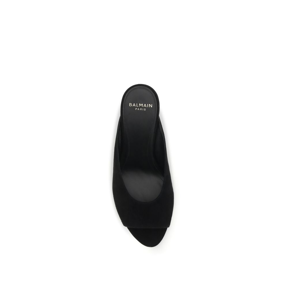 Balmain Black Calf Leather Bos Taurus Mules - Luxury Footwear