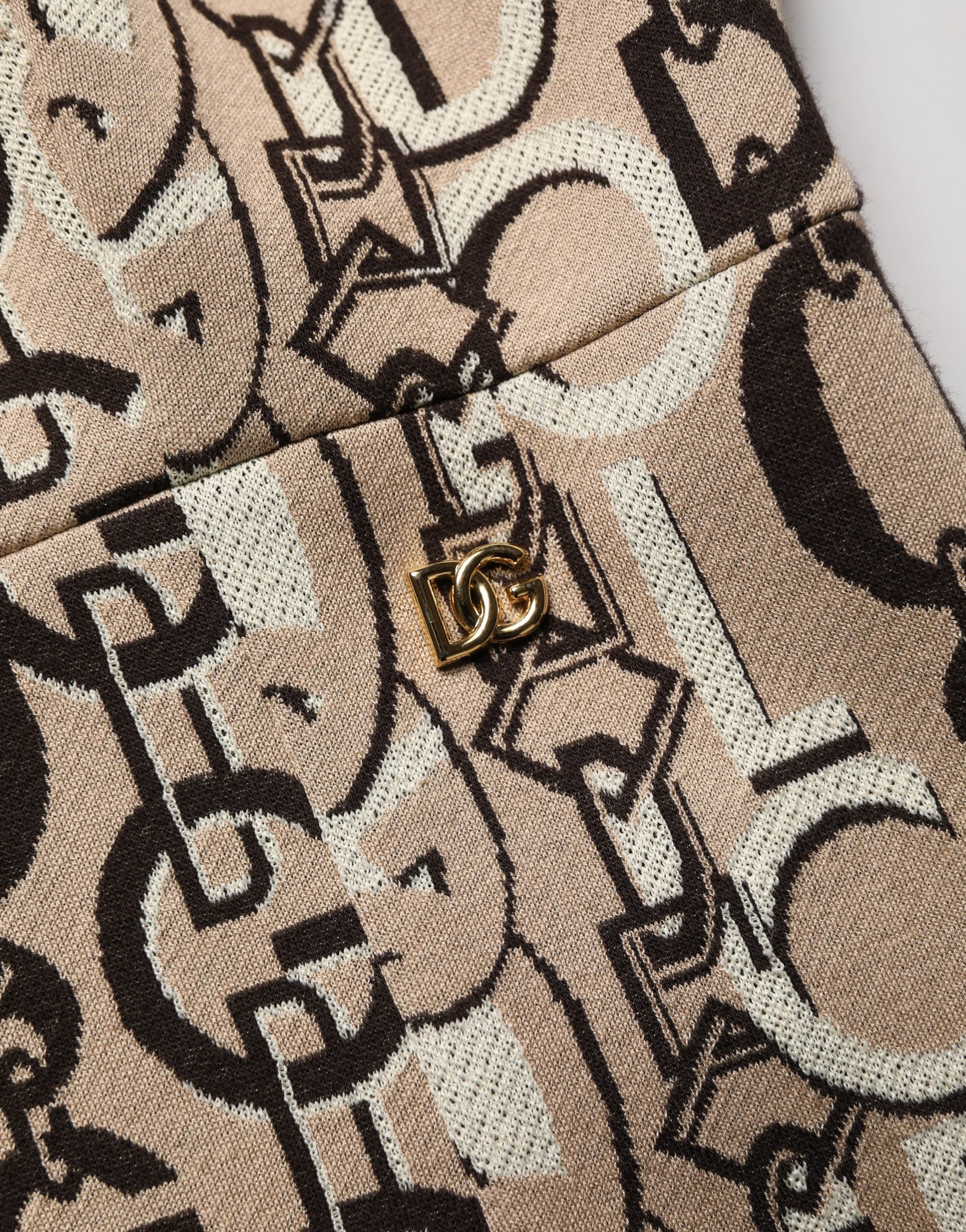 Dolce & Gabbana Brown DG Logo Chain Sheath Dress - Couture Elegance