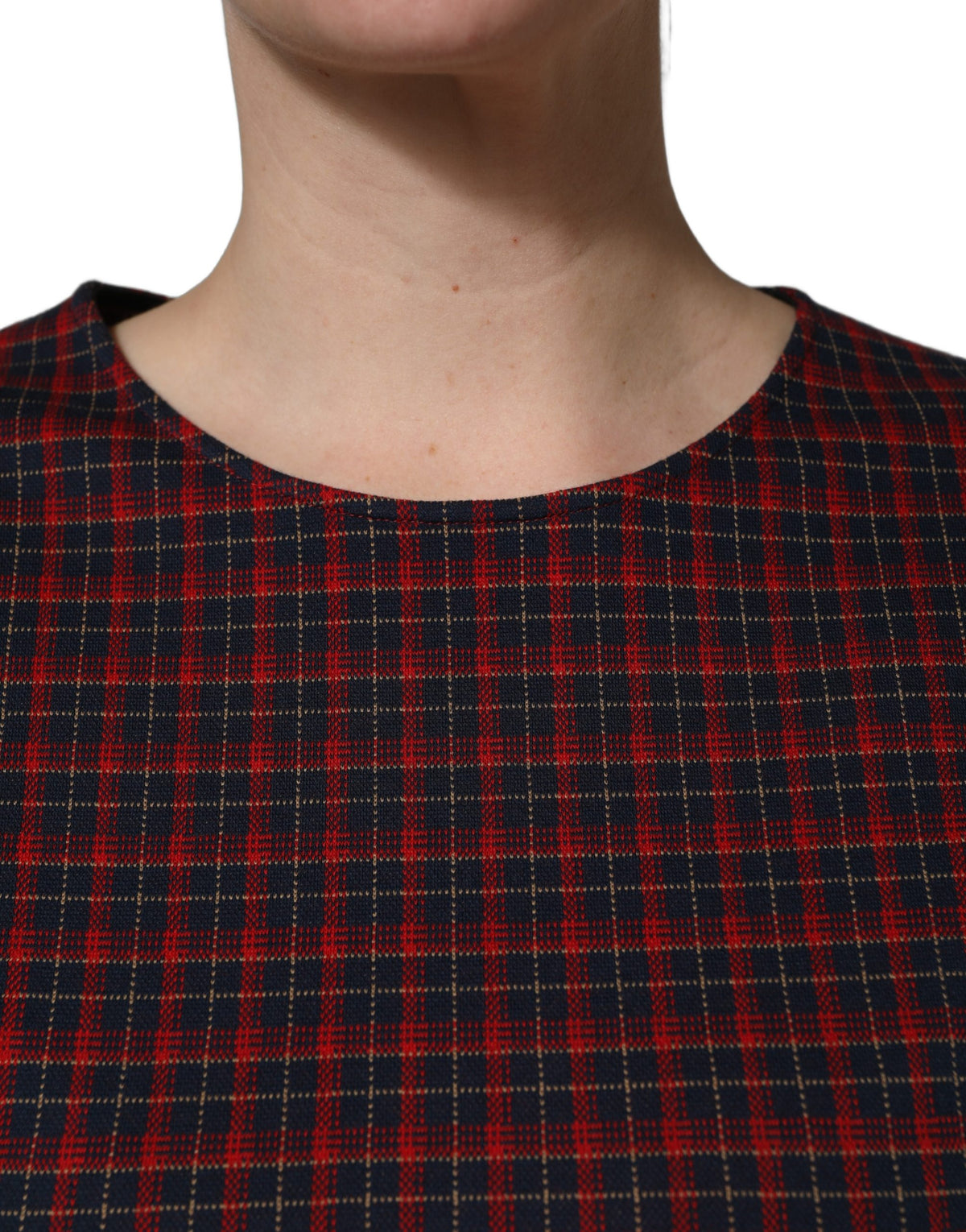 Dolce & Gabbana Red Black Checkered Sheath Dress Couture